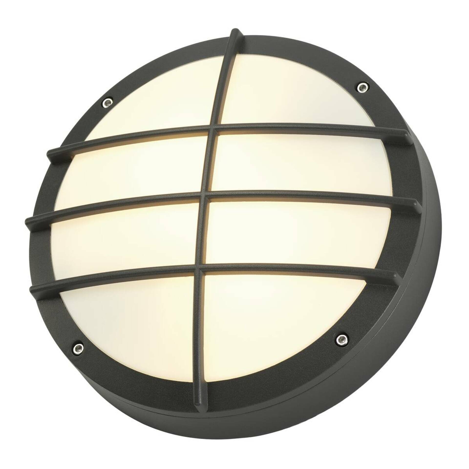 Levně SLV BIG WHITE BULAN GRID, venkovní nástěnné a stropní svítidlo, A60, IP44, kulaté, antracit, max. 50 W, kryt PC 229085