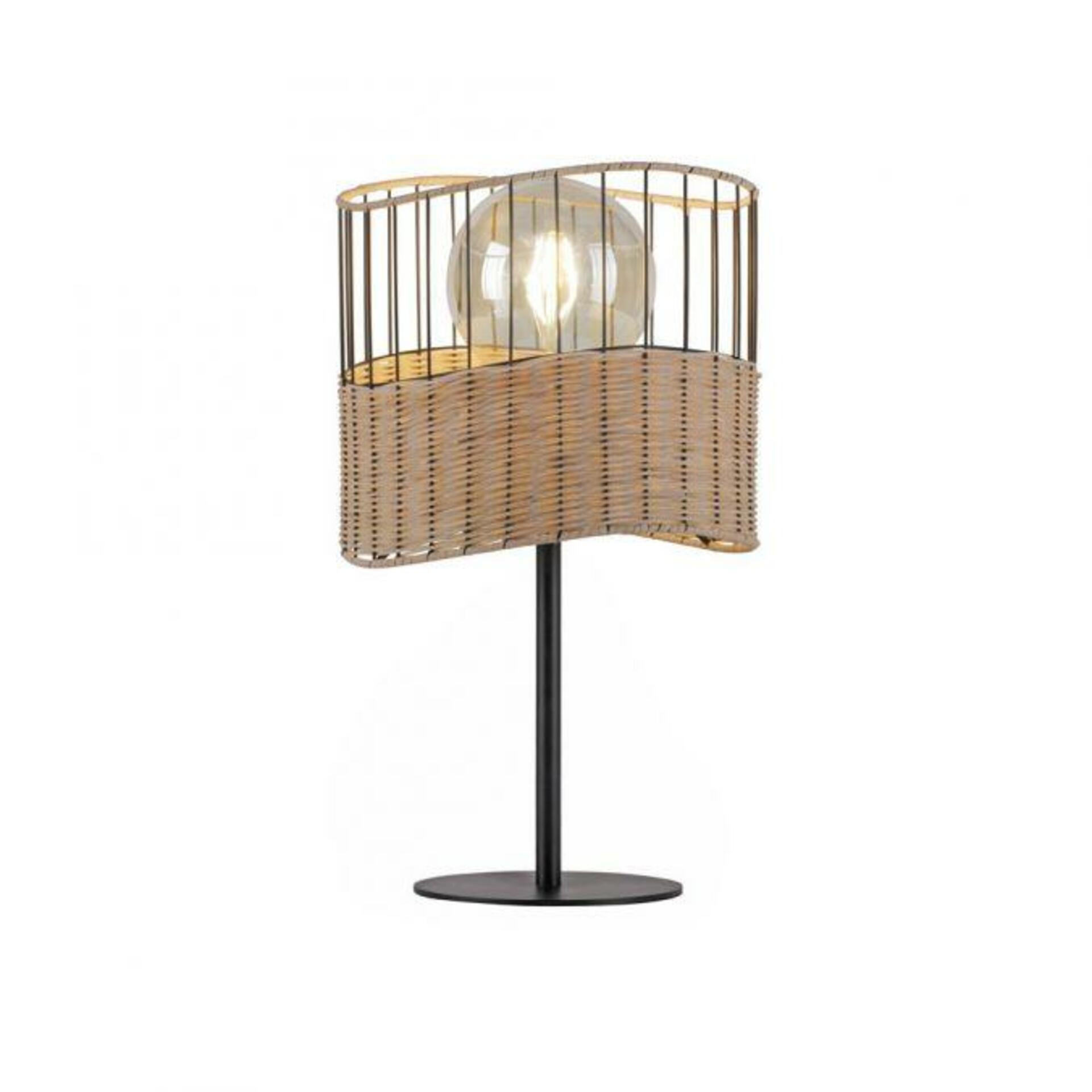 LEUCHTEN DIREKT is JUST LIGHT stolní lampa z černého kovu a dřeva v rustikálním vintage stylu