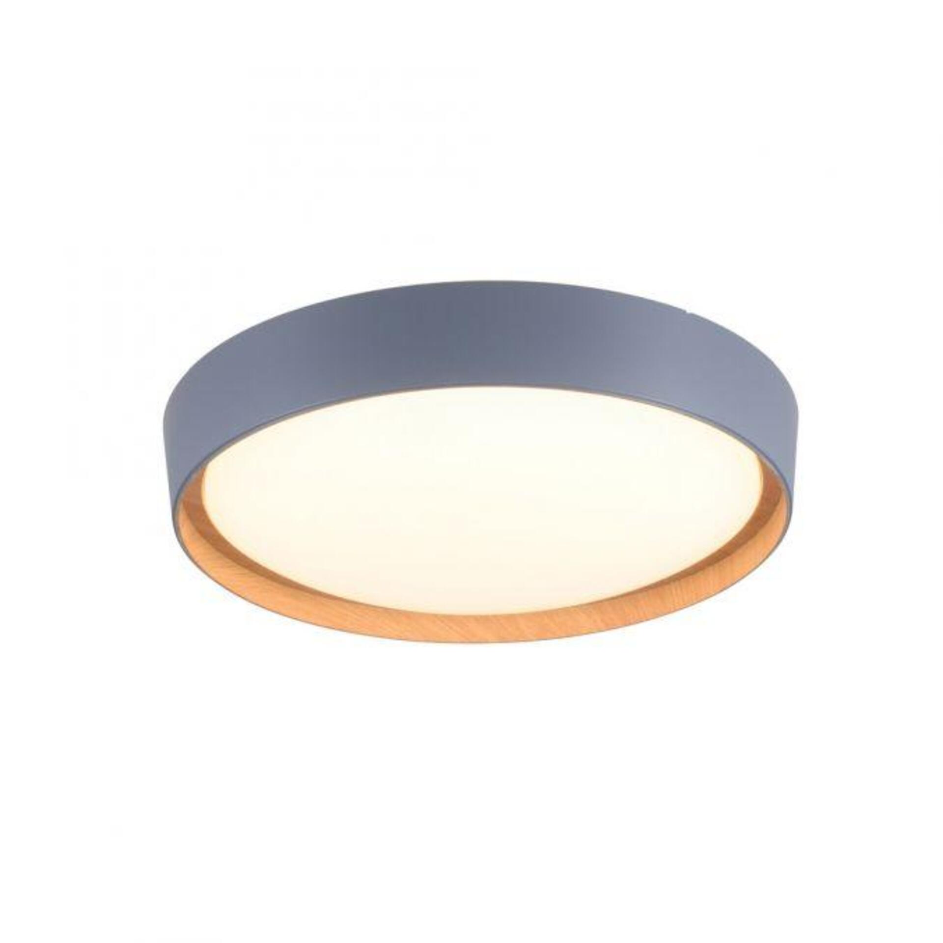 Levně PAUL NEUHAUS JUST LIGHT LED stropní svítidlo, kruhové, pr. 40 cm, stmívatelné, šedé, dekor dřeva, krokově stmívatelné 3000K