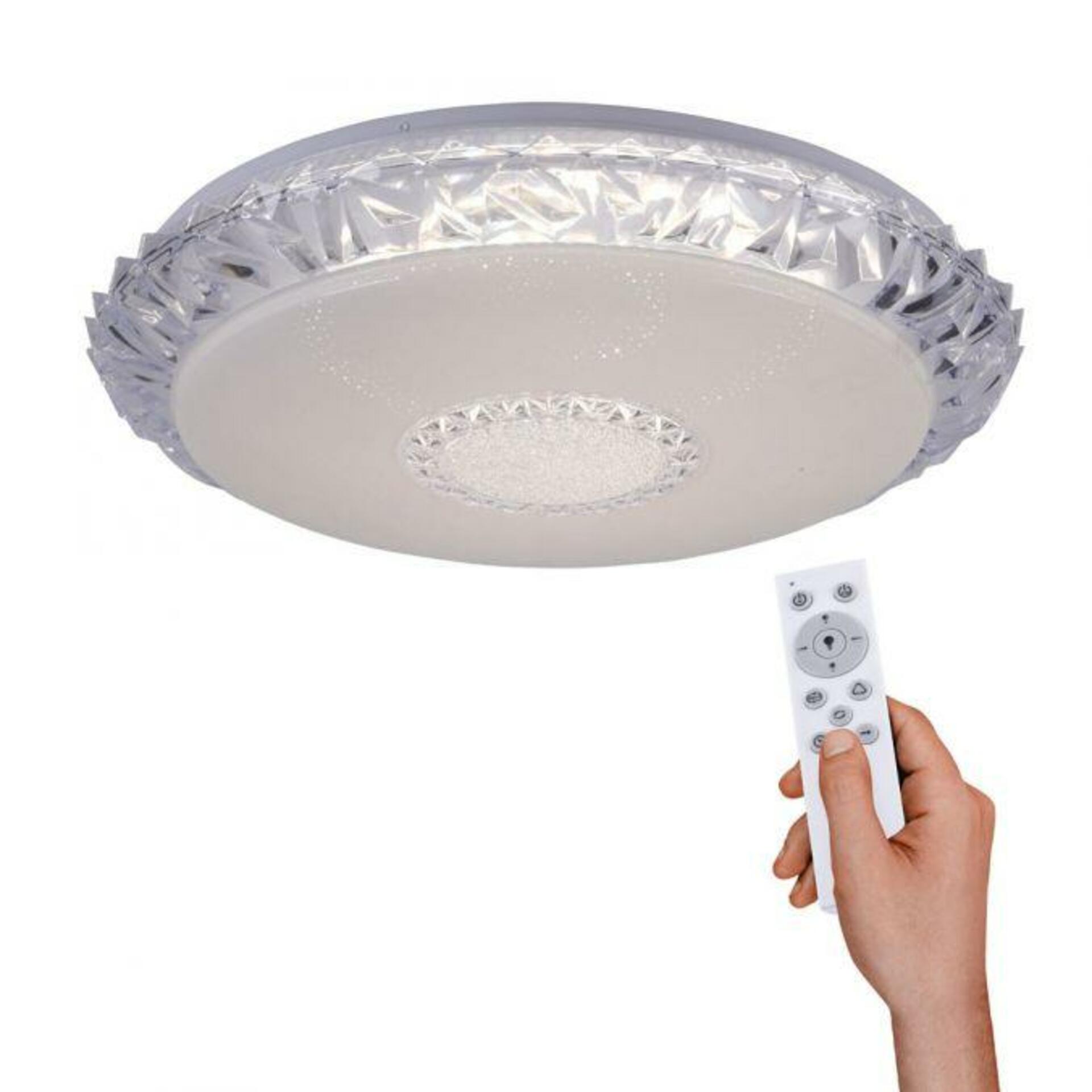 PAUL NEUHAUS LEUCHTEN DIREKT LED stropní svítidlo, transparentní, kruhové, CCT, RGB, dálkový ovladač RGB+2700-5000K