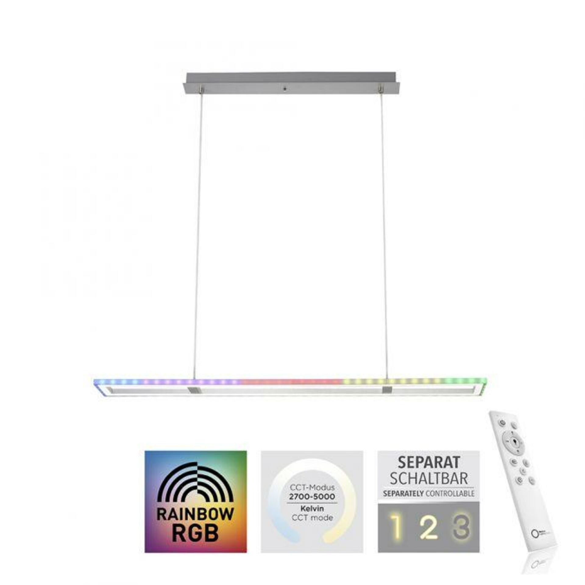 LEUCHTEN DIREKT is JUST LIGHT LED závěsné svítidlo, stříbrná barva, stmívatelné, Rainbow RGB, paměťová funkce RGB+2700-5000K