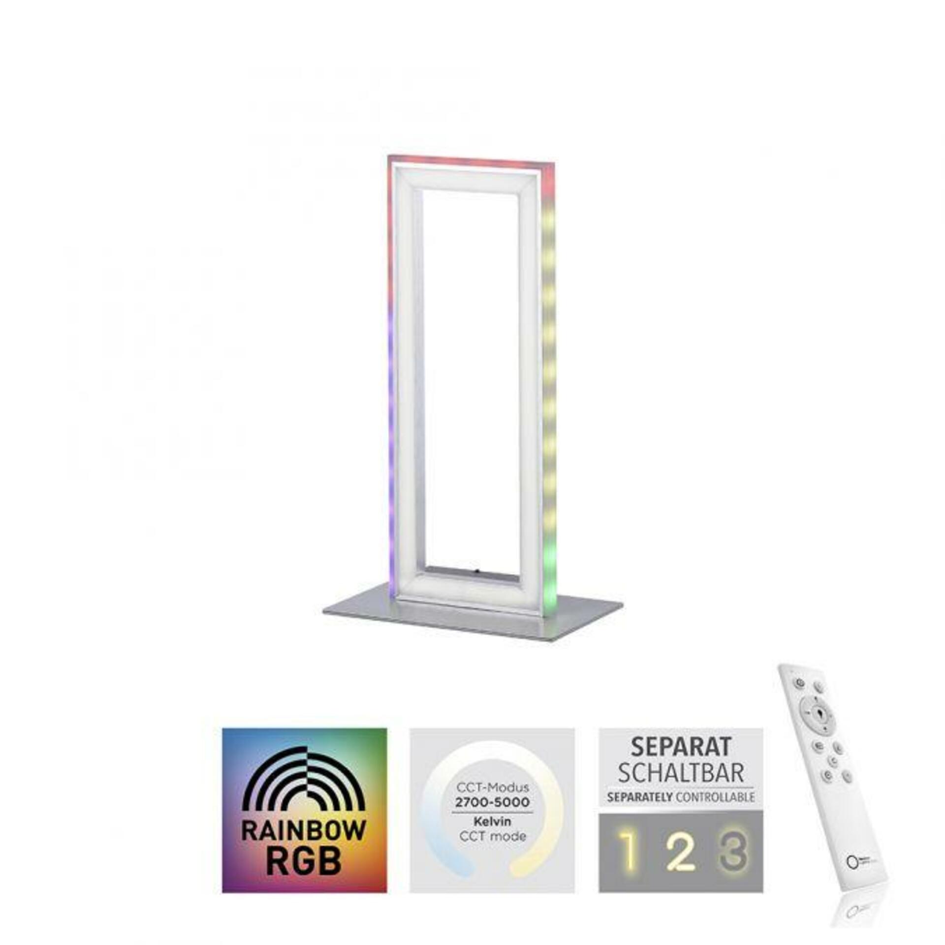 Levně LEUCHTEN DIREKT is JUST LIGHT LED stolní lampa, stříbrná barva, šňůrový vypínač, Rainbow RGB, dálkový ovladač RGB+2700-5000K