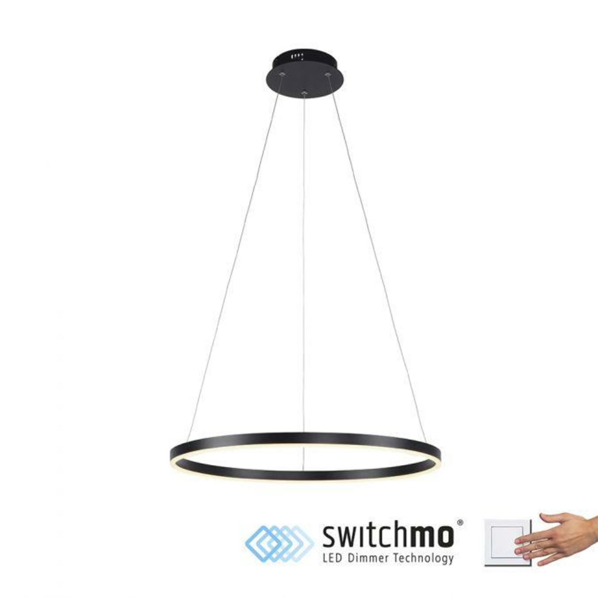 LEUCHTEN DIREKT is JUST LIGHT LED závěsné svítidlo antracit, kruhové, pr.60cm, stmívatelné, Switchmo, teplá bílá krokově stmívatelné 3000K