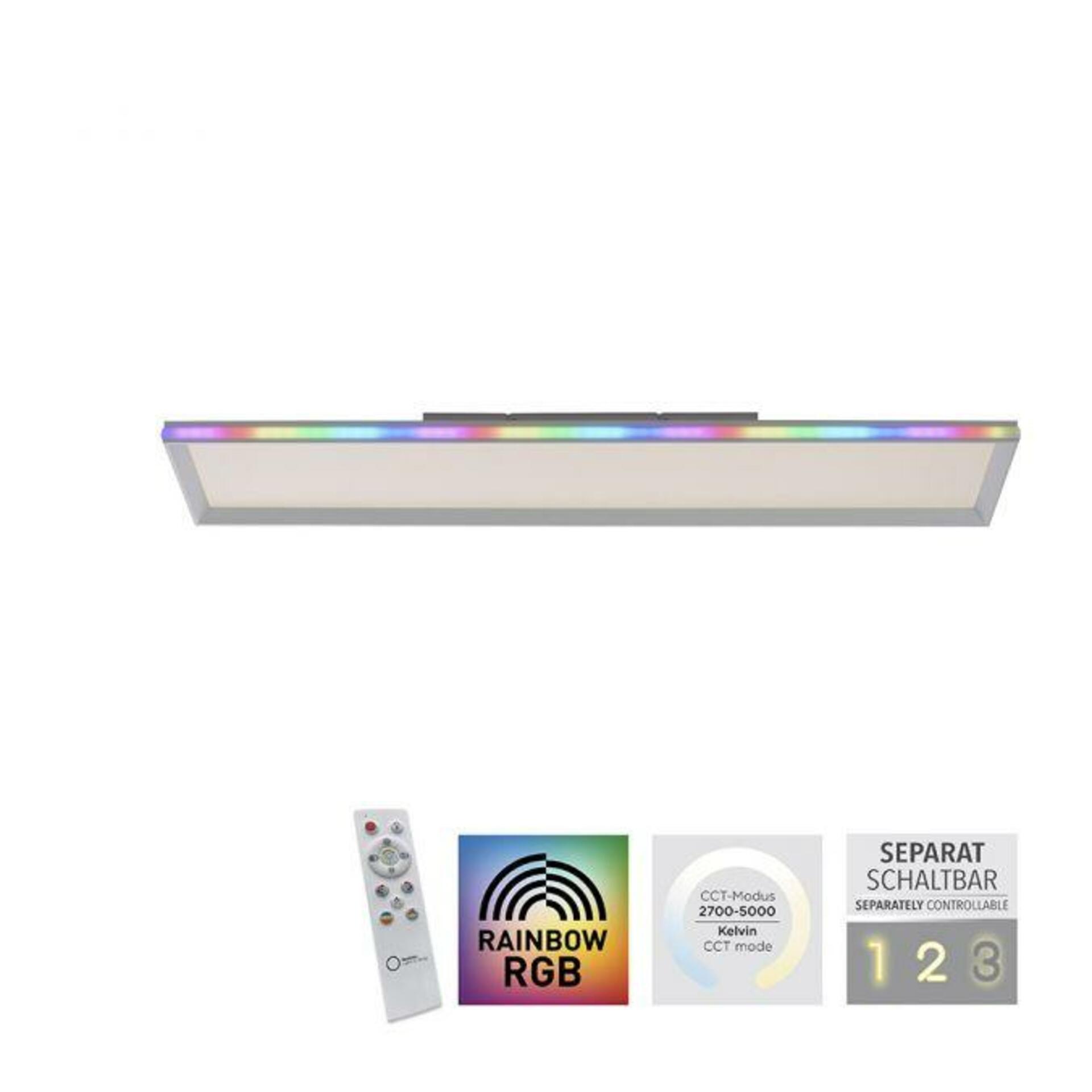 LEUCHTEN DIREKT is JUST LIGHT LED stropní svítidlo bílé 100x25cm, hranaté, stmívatelné, paměťová funkce, LED panel RGB+2700-5000K