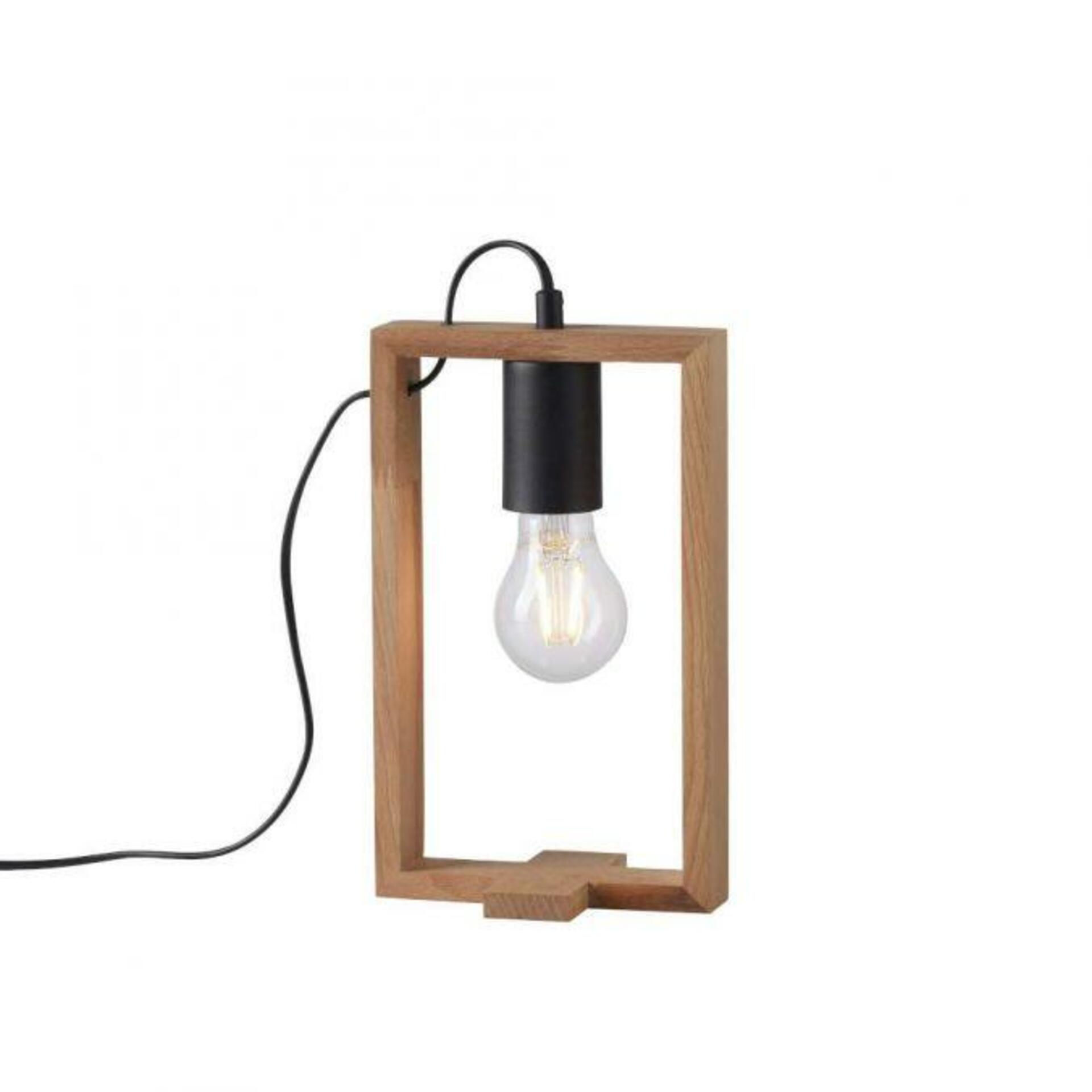 PAUL NEUHAUS LEUCHTEN DIREKT stolní lampa, černá, dřevěný rám, šňůrový vypínač, kov