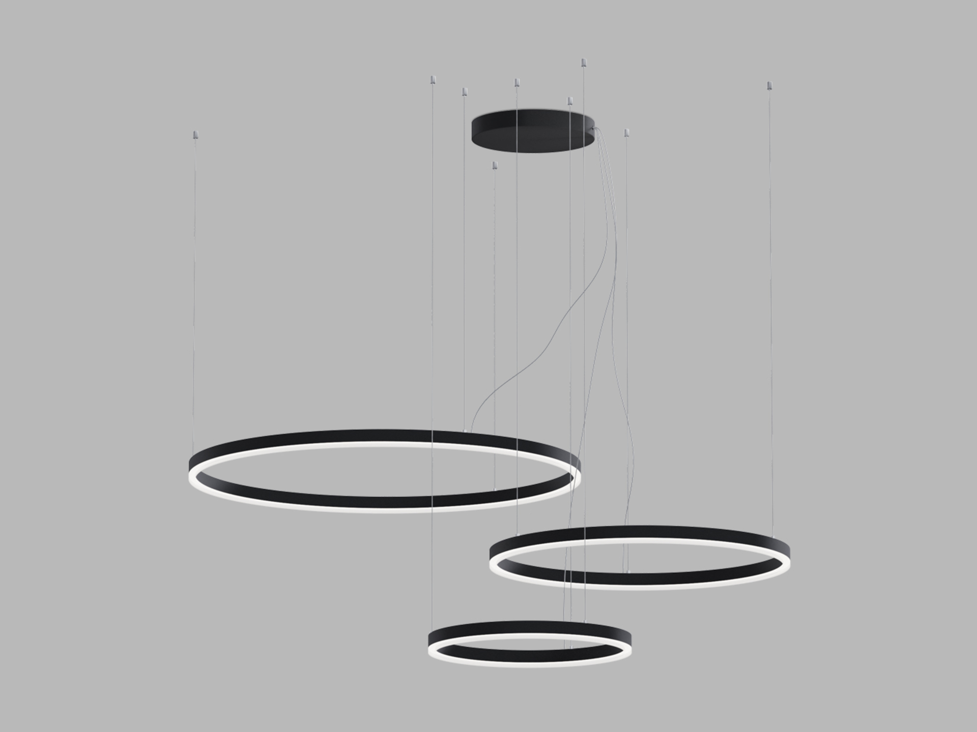 LED2 3274753D Závěsné svítidlo CIRCLE SET 3 P-Z, B DALI/PUSH DIM 136W 3000K/4000K černá