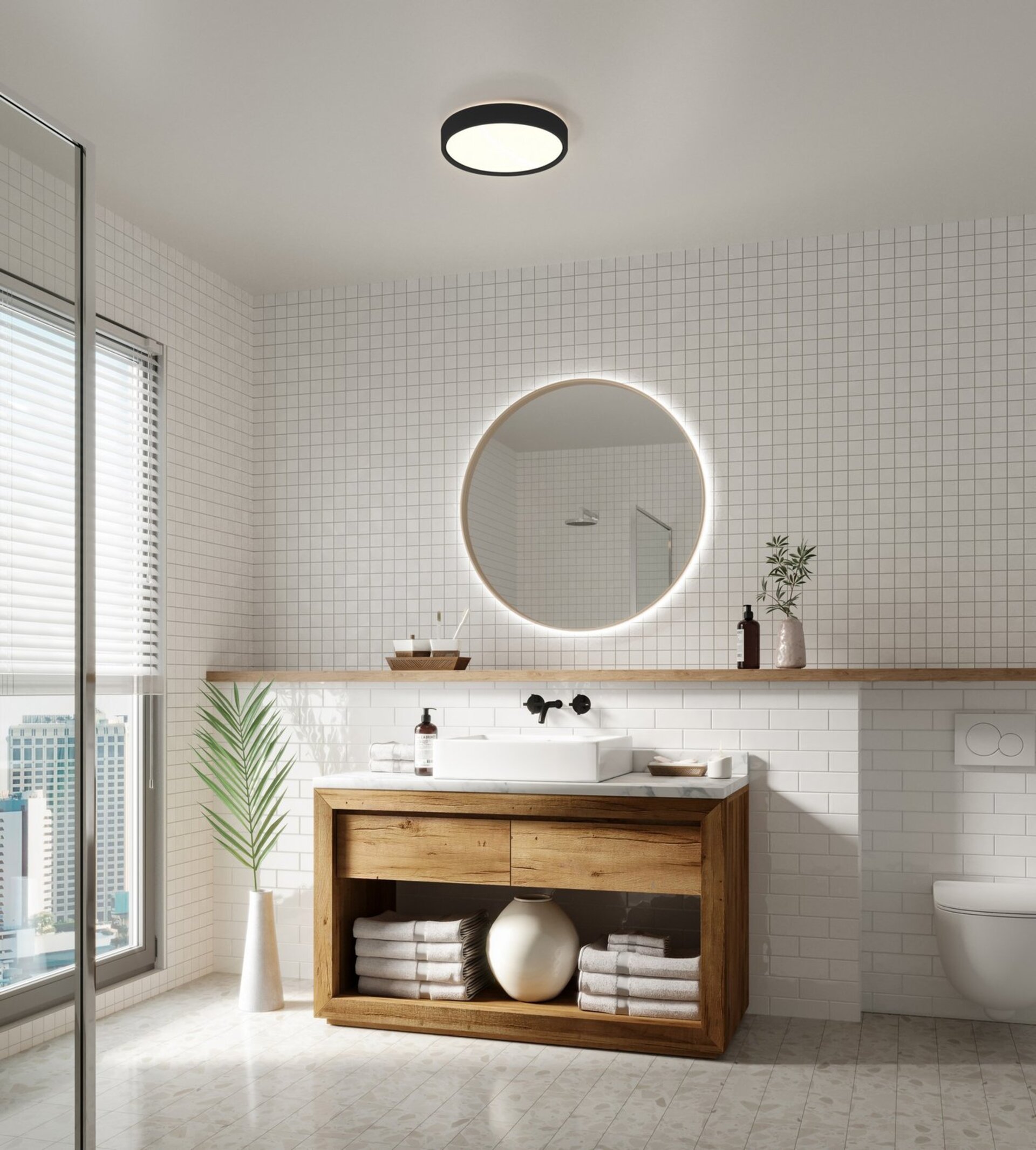 Levně NORDLUX stropní svítidlo Noxy IP44 3000K/4000K 17W LED černá 2015356103