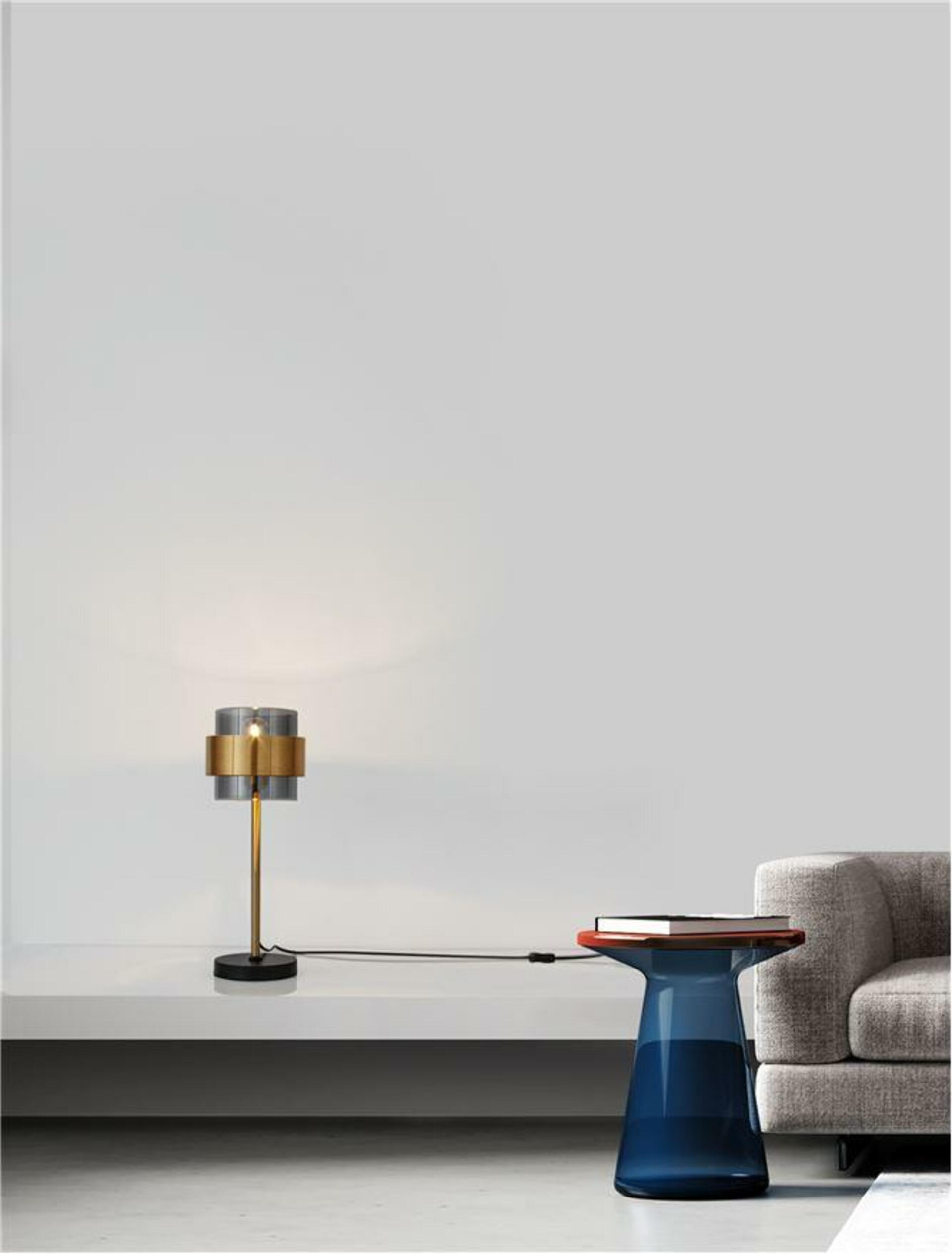 NOVA LUCE stolní lampa SIANNA kouřové sklo mosazný zlatý kov E27 1x12W 230V IP20 bez žárovky 9236400