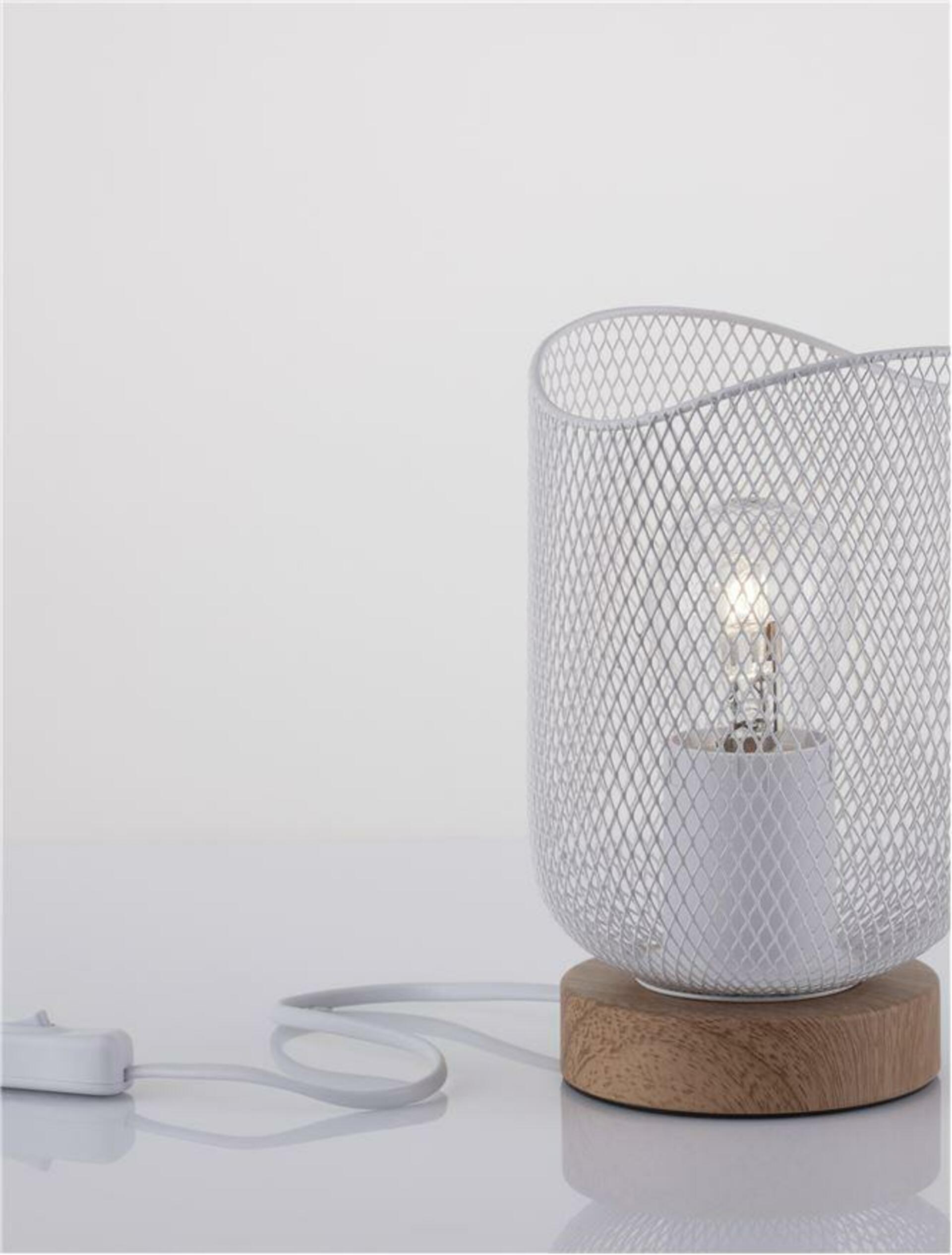 NOVA LUCE stolní lampa LYRON matný bílý kov přírodní dřevo E27 1x12W 230V IP20 bez žárovky 9555800