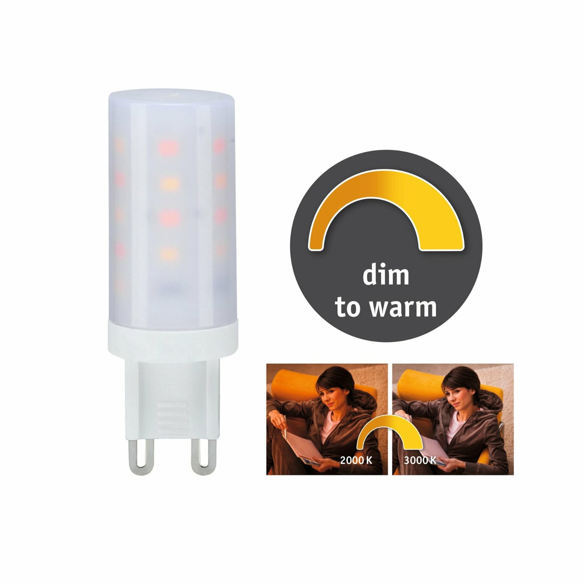 PAULMANN LED  4W G9 teplá bílá dim to warm 288.19