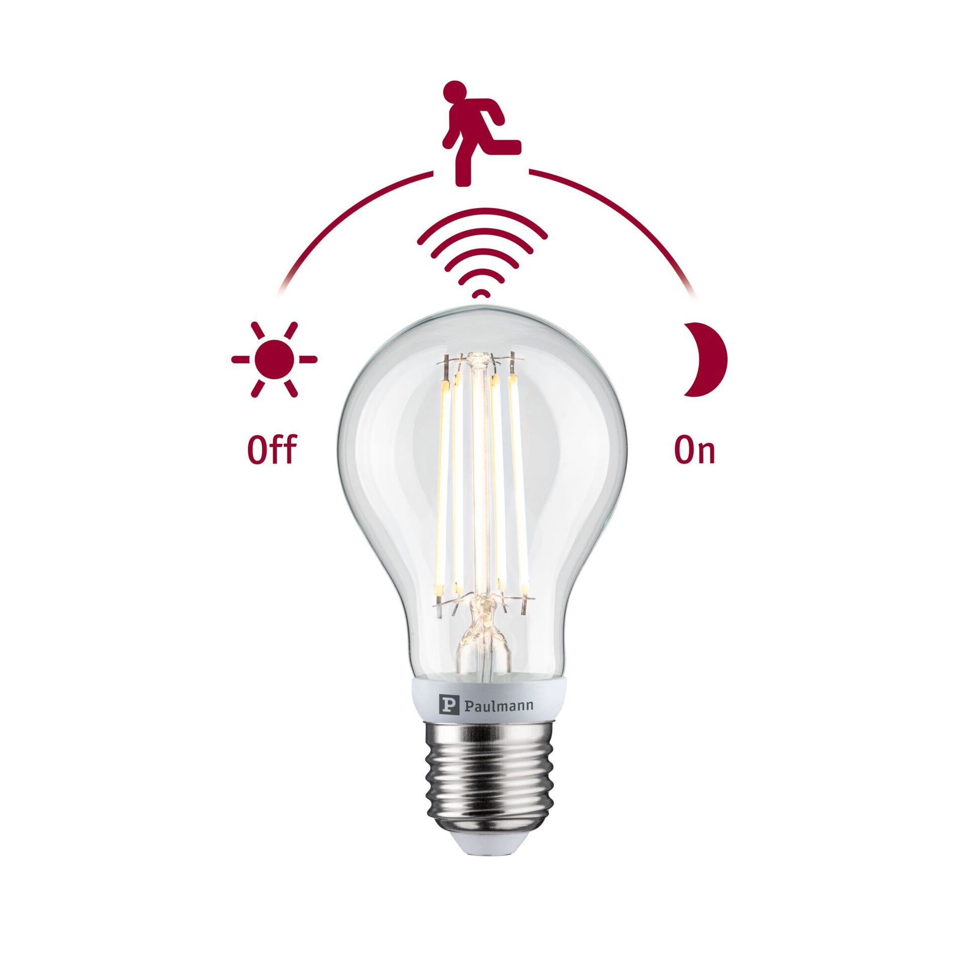 Levně PAULMANN Filament 230V LED žárovka E27 se soumrakovým a pohybovým čidlem (HF) 7W 2700K E27