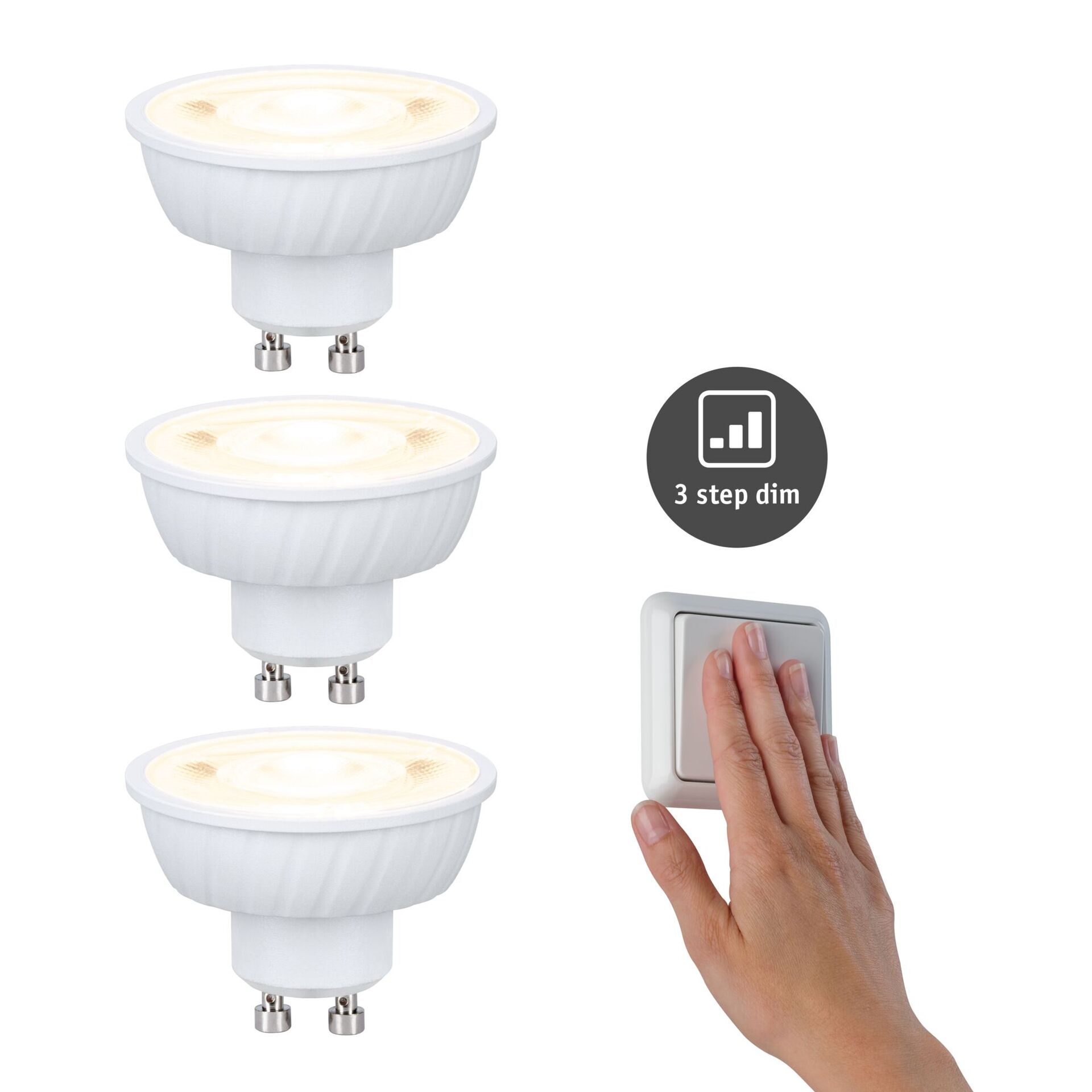 Levně PAULMANN Standard 230V LED reflektor GU10 Flat 37mm 3x4,9W 2700K stmívatelné krokově bílá