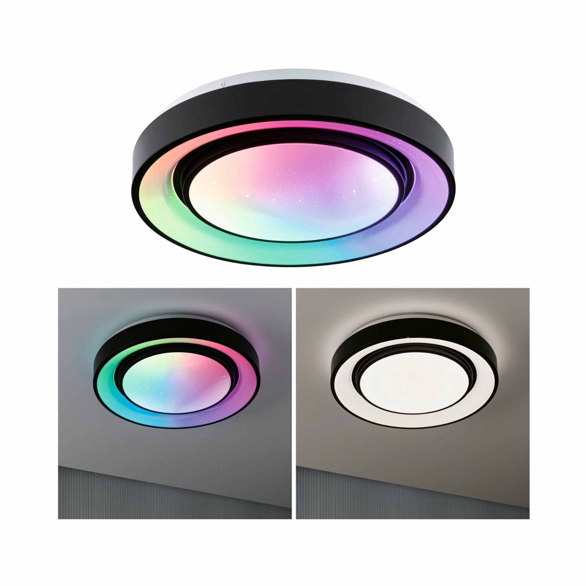PAULMANN LED stropní svítidlo Rainbow efekt duhy RGBW 230V 22W černá/bílá