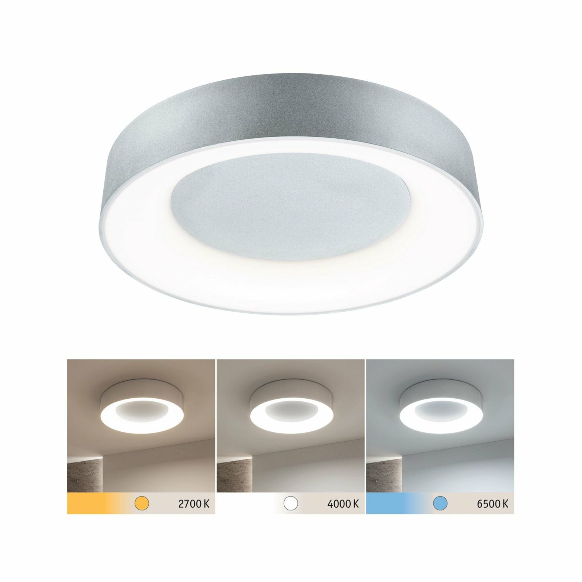 PAULMANN LED stropní svítidlo Casca IP44 CCT 230V 23W hliník mat