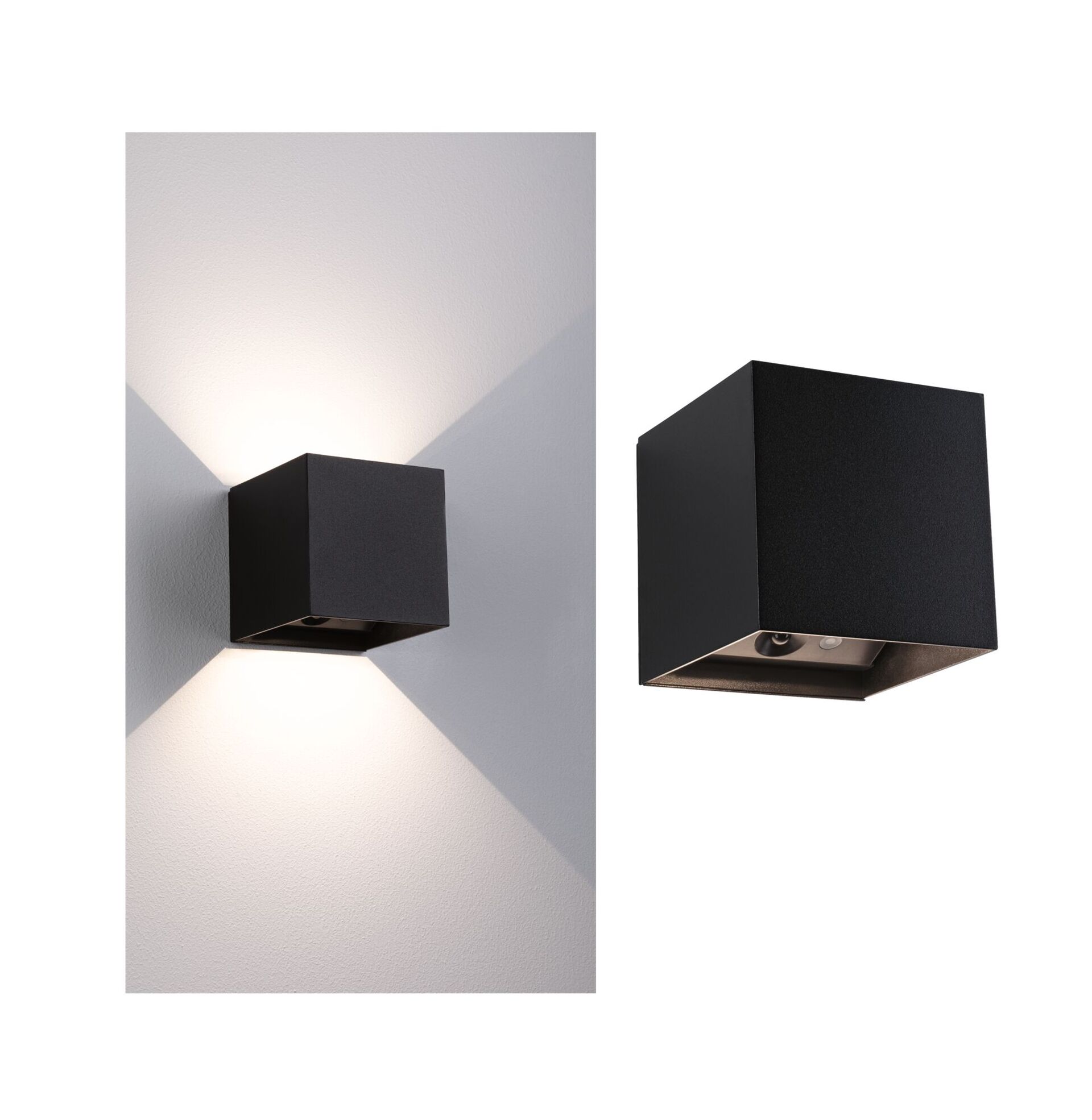 Levně PAULMANN LED nabíjecí nástěnné svítidlo Nyara IP44 3000K 100x100mm 2x1W černá