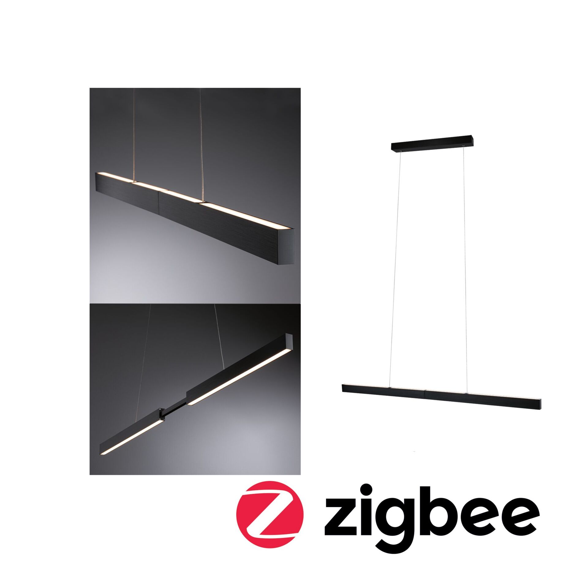 Levně PAULMANN LED závěsné svítidlo Smart Home Zigbee 3.0 Aptare RGBW+ stmívatelné / 2x16W černá kartáčovaná