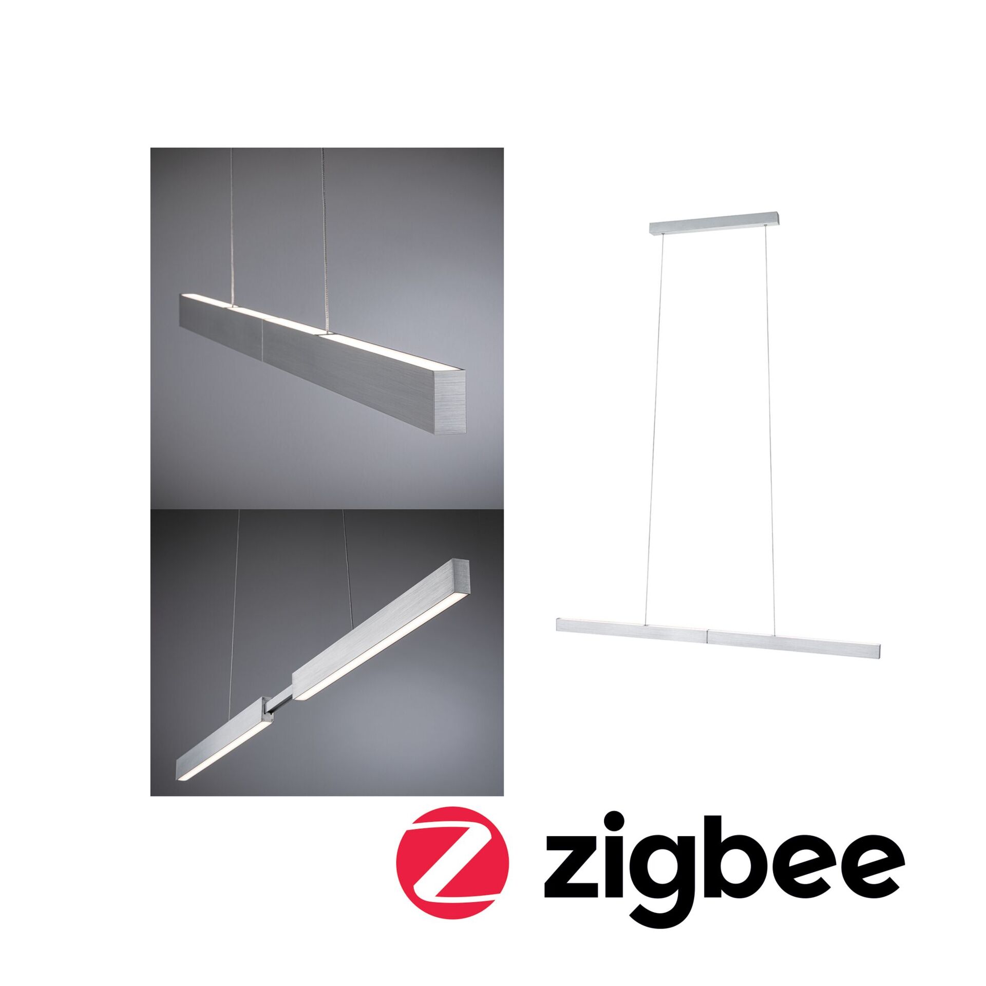 Levně PAULMANN LED závěsné svítidlo Smart Home Zigbee 3.0 Aptare RGBW+ stmívatelné / 2x16W hliník kartáčovaný