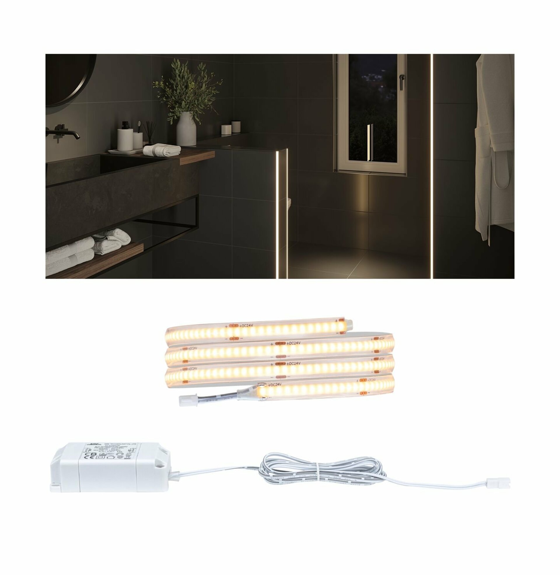 Levně PAULMANN LumiTiles LED pásek Full-Line COB Slim 1m IP44 3W 280LEDs/m 2700K 7VA