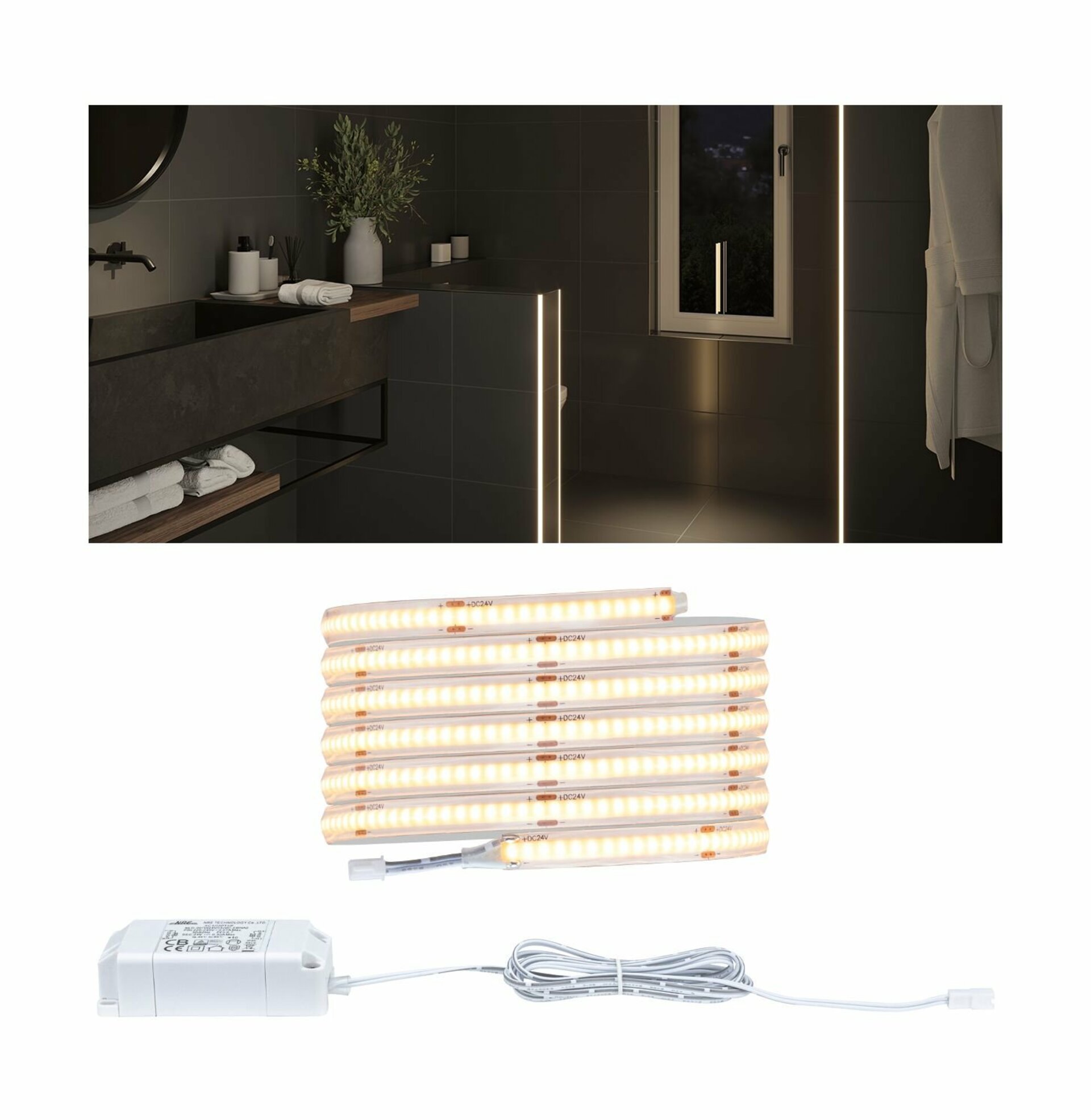 Levně PAULMANN LumiTiles LED pásek Full-Line COB Slim 2m IP44 6W 280LEDs/m 2700K 7VA