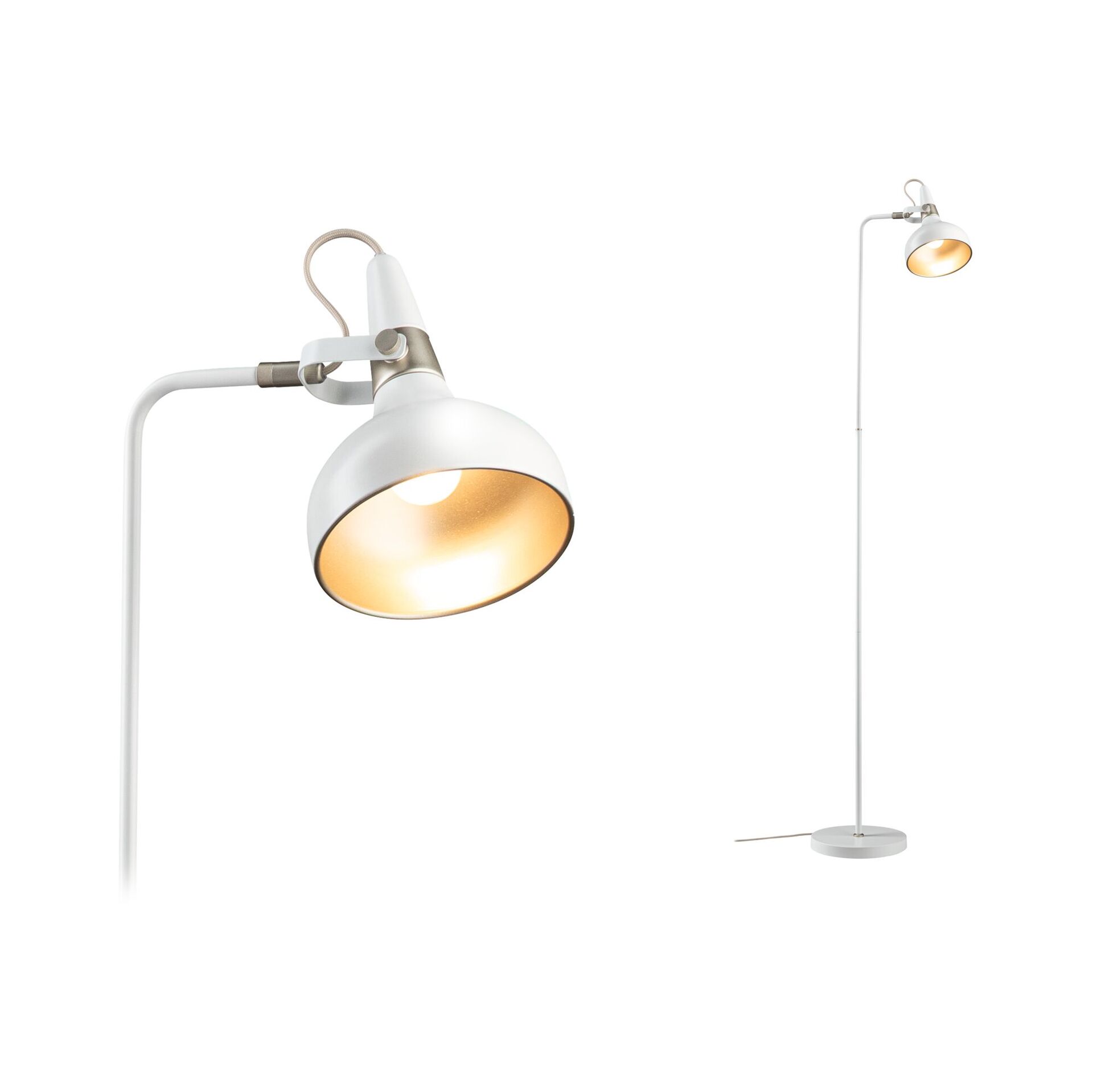 Levně PAULMANN Stojací svítidlo Juna E14 max. 20W bílá mat/šampaň kov