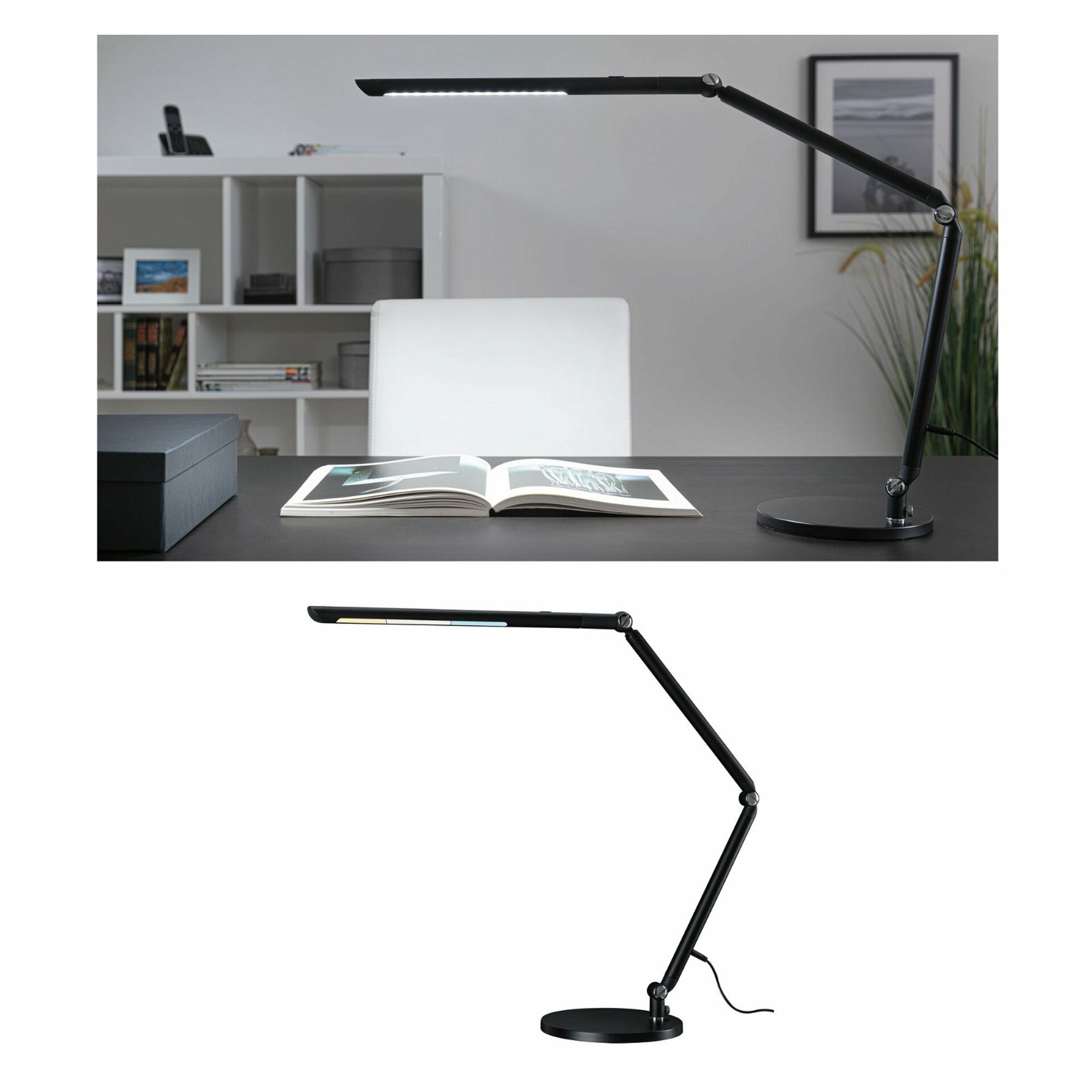 PAULMANN LED stolní lampa na psací stůl FlexBar černá 10,6W měnitelná bílá 3.000K 789.12