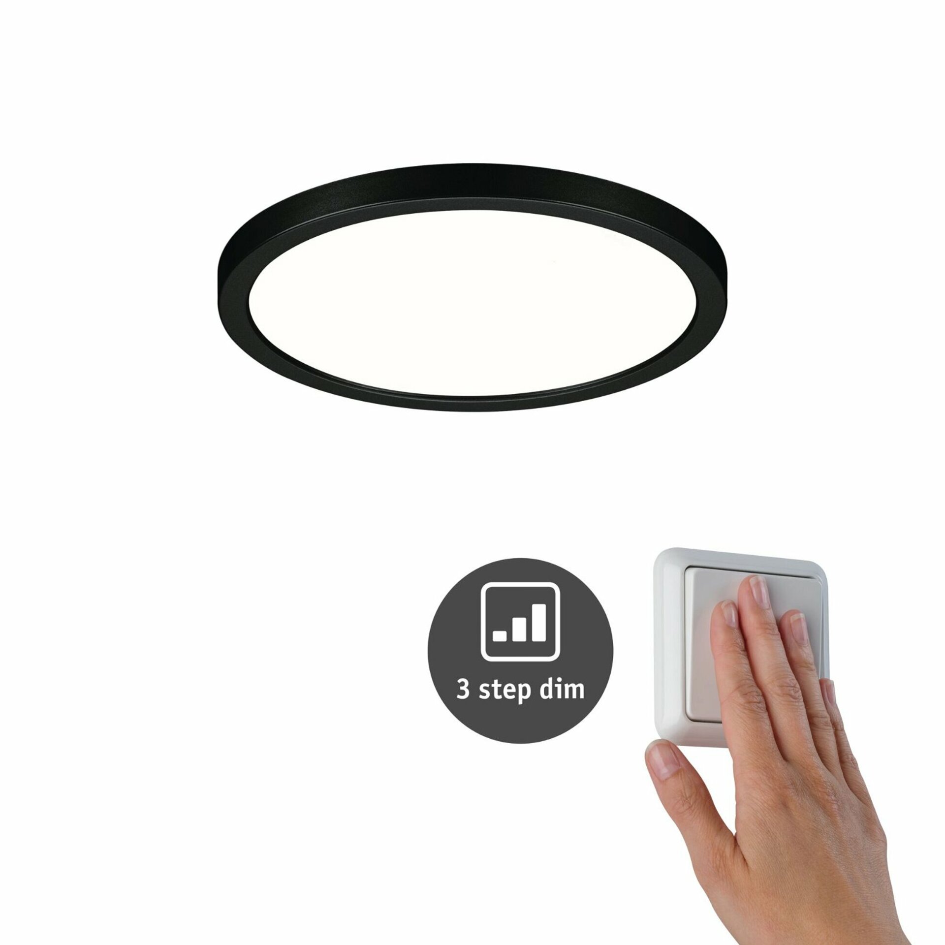 PAULMANN VariFit LED vestavné svítidlo 3-krokové-stmívatelné Areo IP44 kruhové 175mm 4000K černá stmívatelné