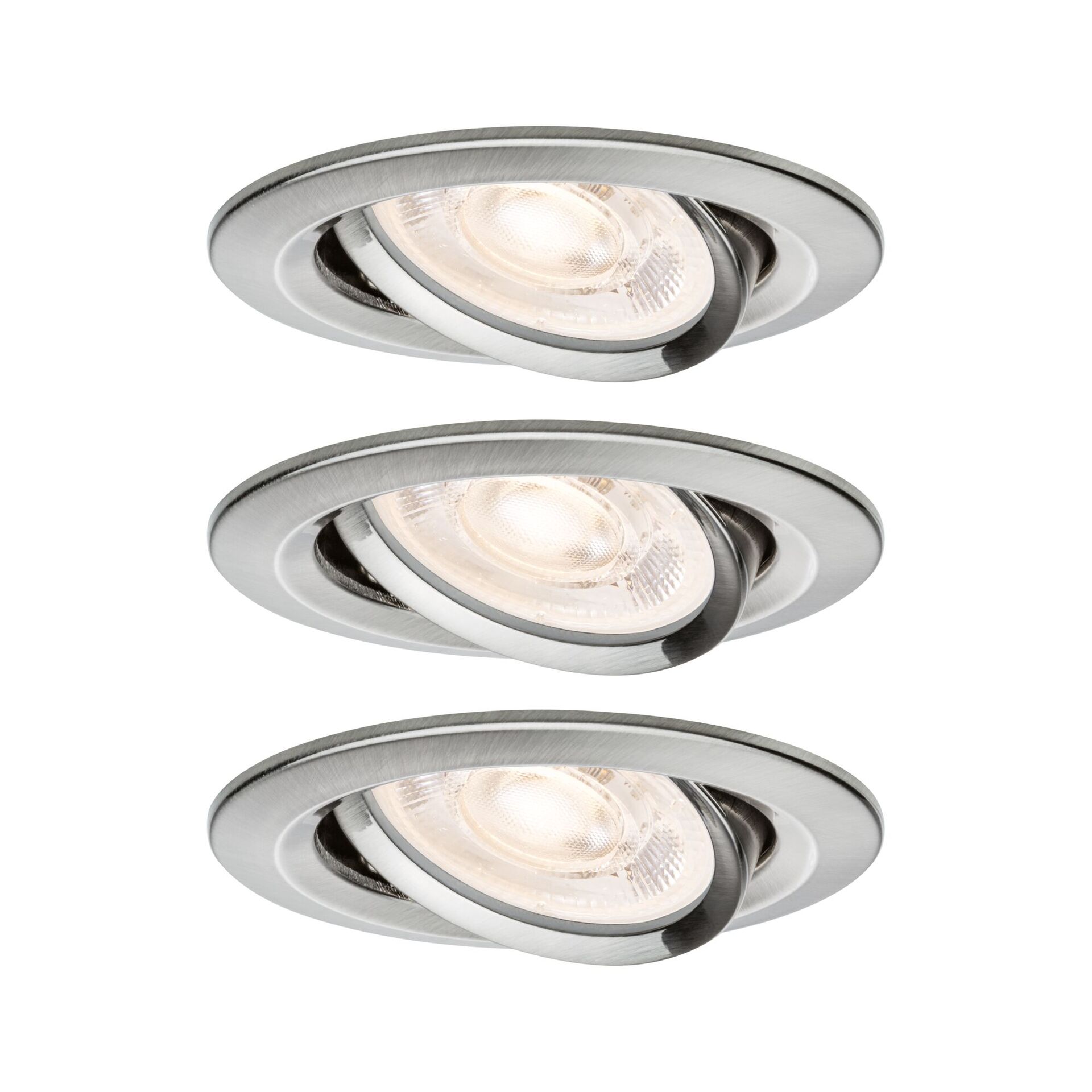 Levně PAULMANN LED vestavné svítidlo Nova GU10 Flat výklopné 3x4,9W 230V 2700K kov kartáčovaný