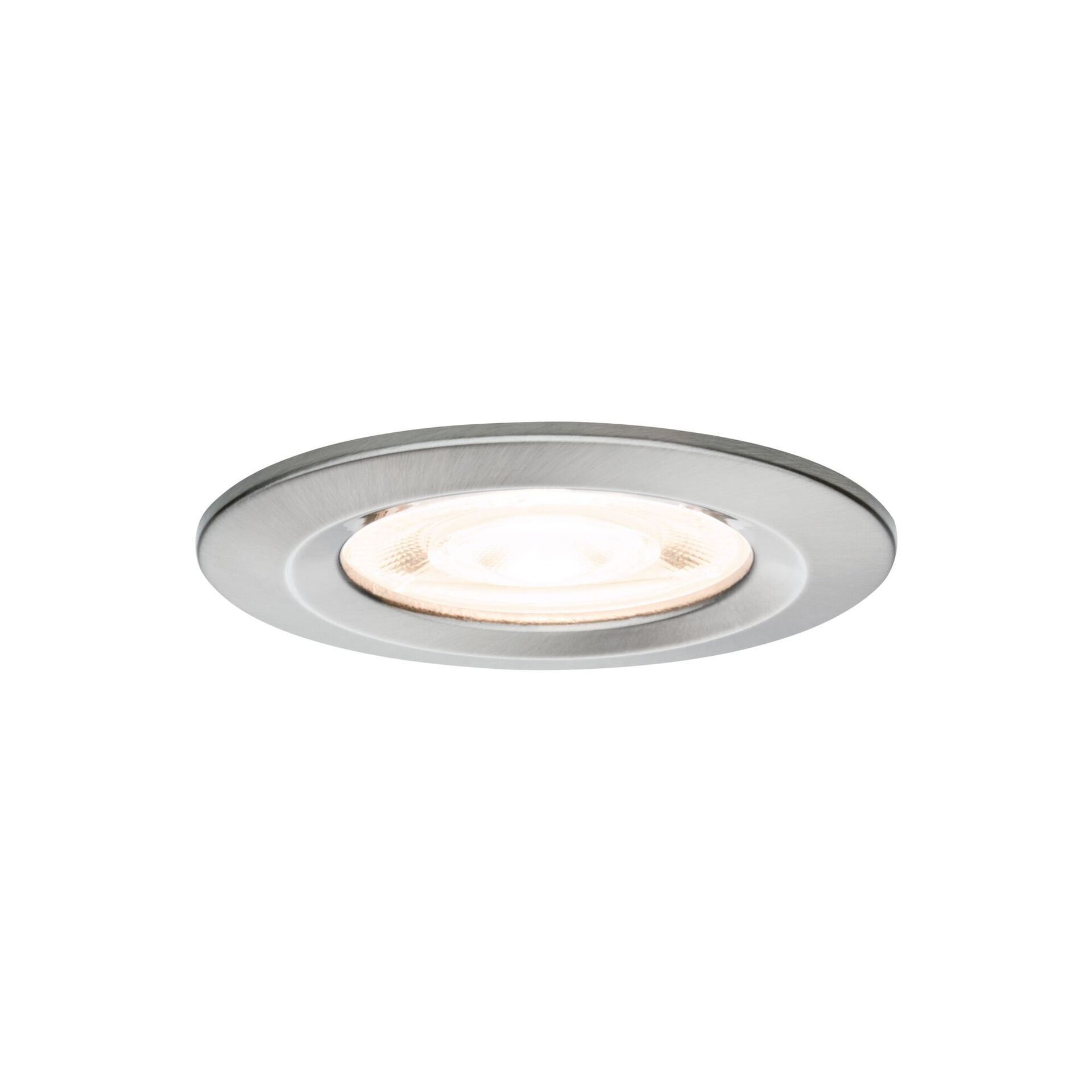 Levně PAULMANN LED vestavné svítidlo Nova GU10 Flat nevýklopné IP44 4,9W 230V 2700K kov kartáčovaný