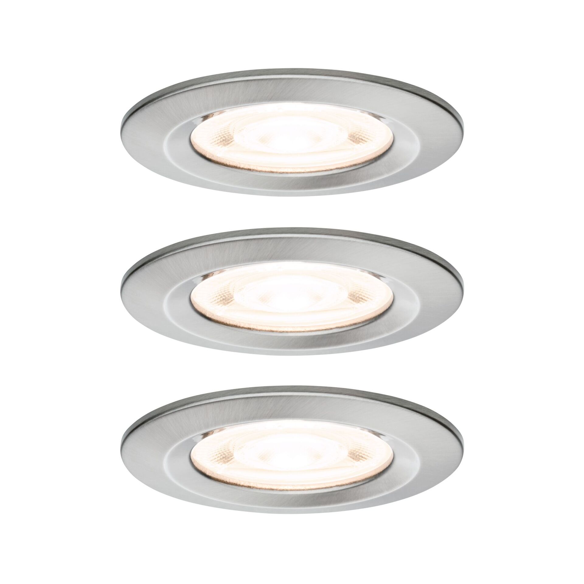 Levně PAULMANN LED vestavné svítidlo Nova GU10 Flat nevýklopné IP44 3x4,9W 230V 2700K kov kartáčovaný