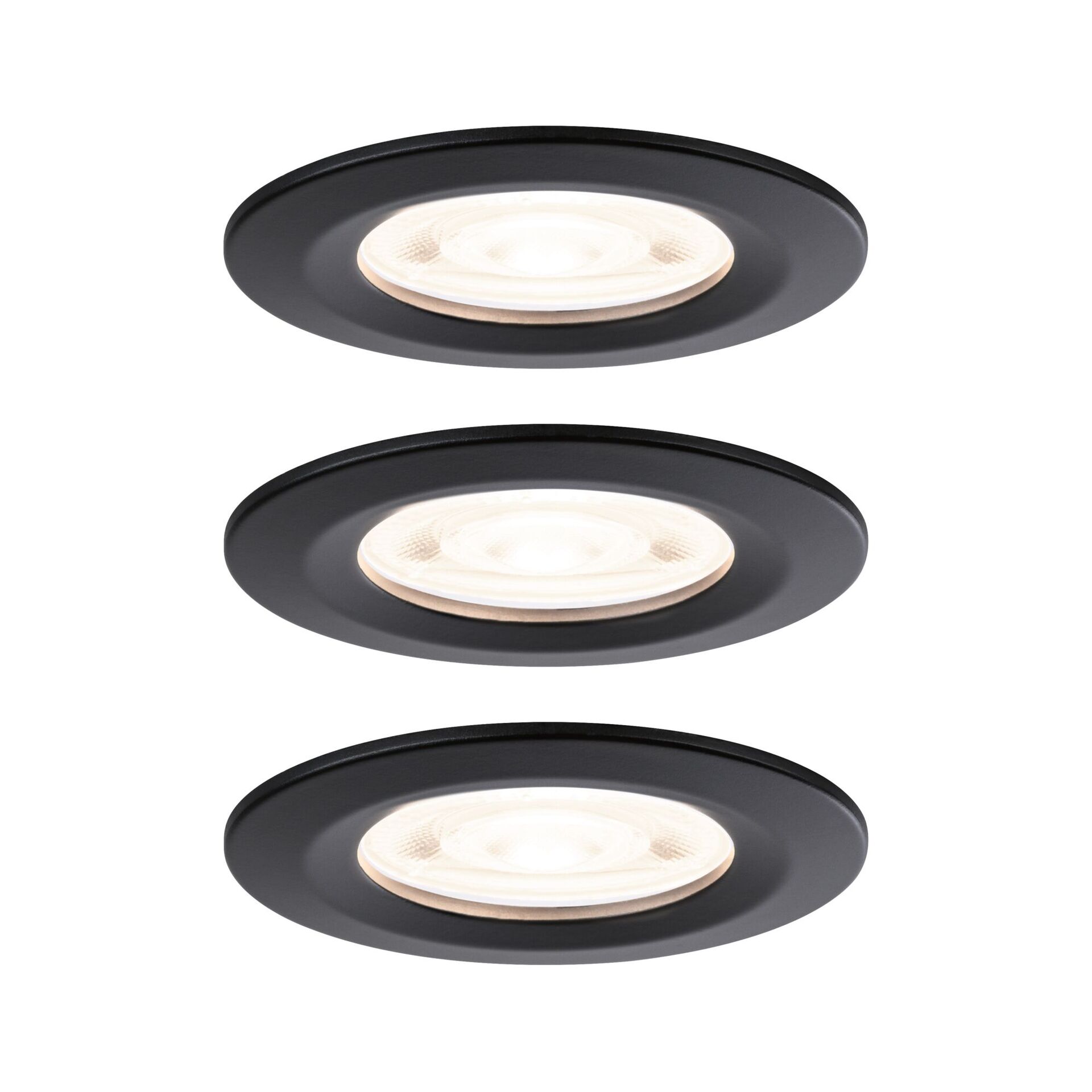 Levně PAULMANN LED vestavné svítidlo Nova GU10 Flat nevýklopné IP44 3x4,9W 230V 2700K černá mat