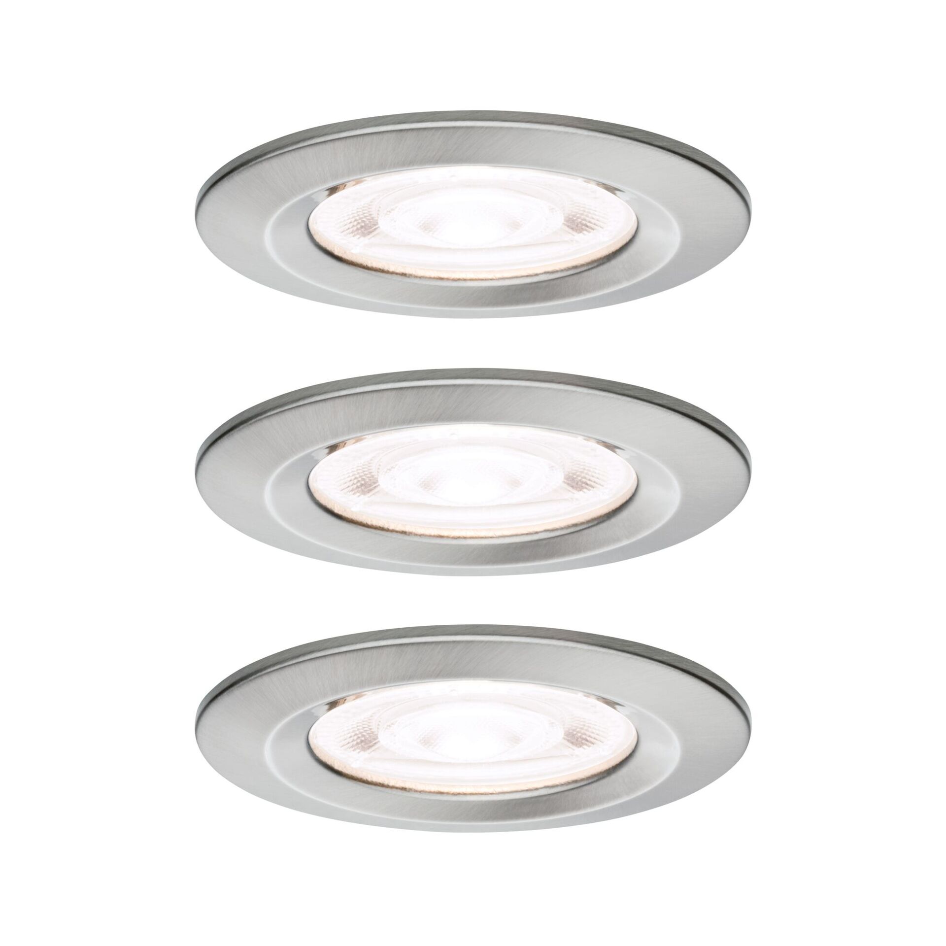 Levně PAULMANN LED vestavné svítidlo Nova GU10 Flat nevýklopné IP44 3x4,9W 230V 4000K kov kartáčovaný