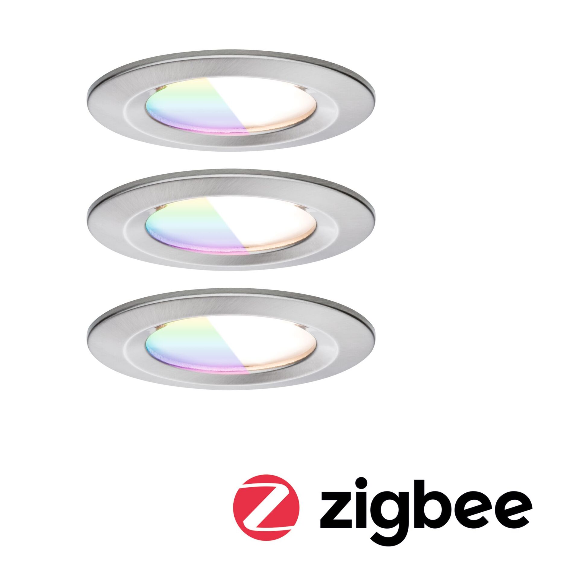 Levně PAULMANN LED vestavné svítidlo Nova Coin IP44 kruhové 78mm RGBW+ 3x6W 230V kov kartáčovaný hliník