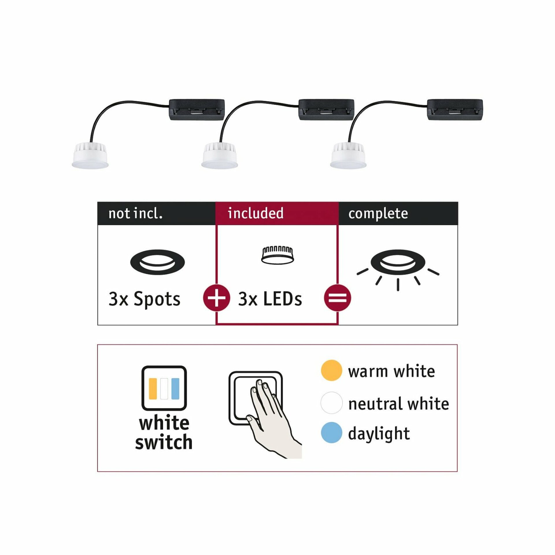 Levně PAULMANN Vestavné svítidlo Choose LED-Modul Coin WhiteSwitch 3x6,5W 2.700 924.78