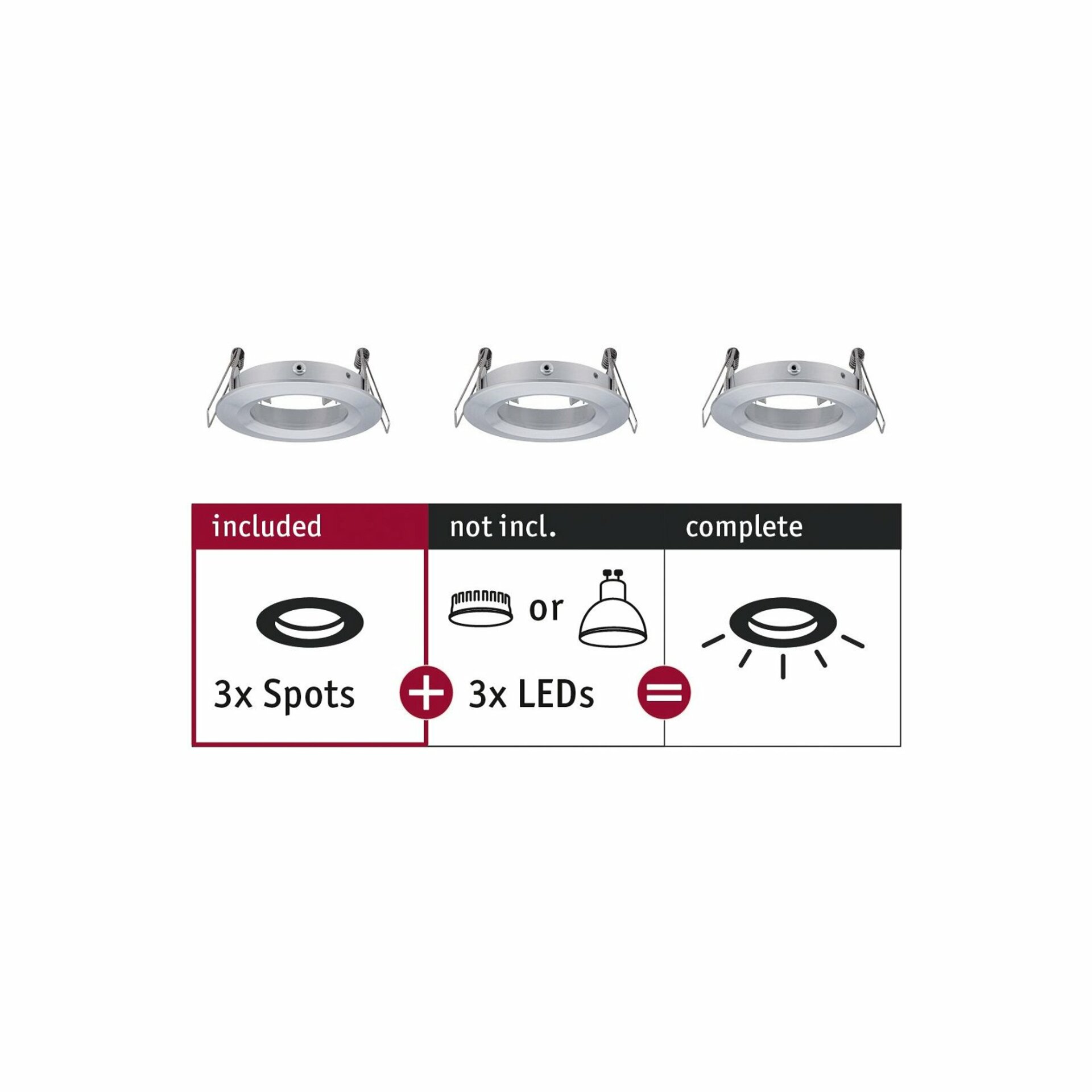 PAULMANN Vestavné svítidlo Choose spot 3ks nevýklopné max. 3x10W hliník broušený 230V 924.84