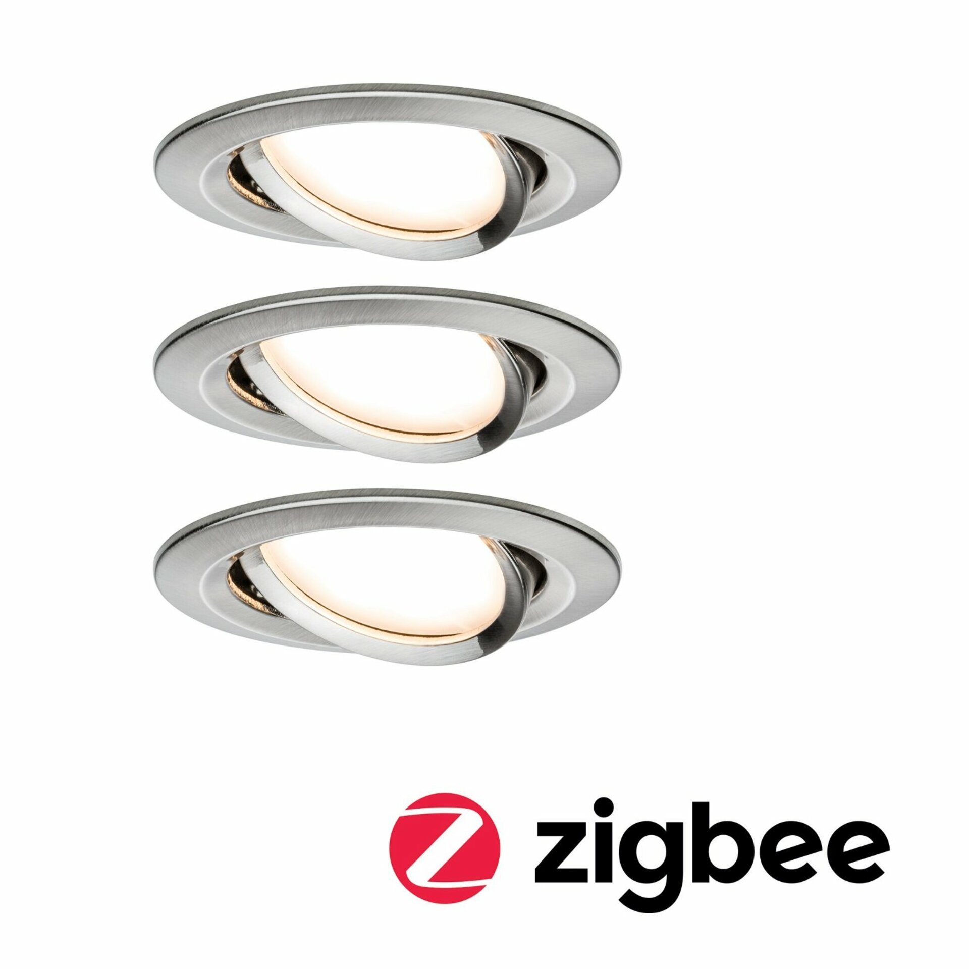 PAULMANN SmartHome Zigbee vestavná svítidla sada LED Coin Nova Plus 3x6,5W stmívatelné kruhové kov kartáčovaný 929.59 P 92959