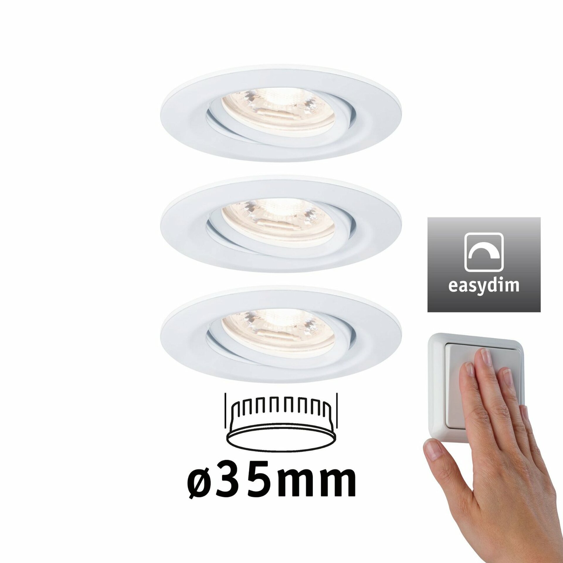 PAULMANN LED vestavné svítidlo Nova mini Plus EasyDim výklopné 3x4,2W 2700K bílá mat 230V 929.71