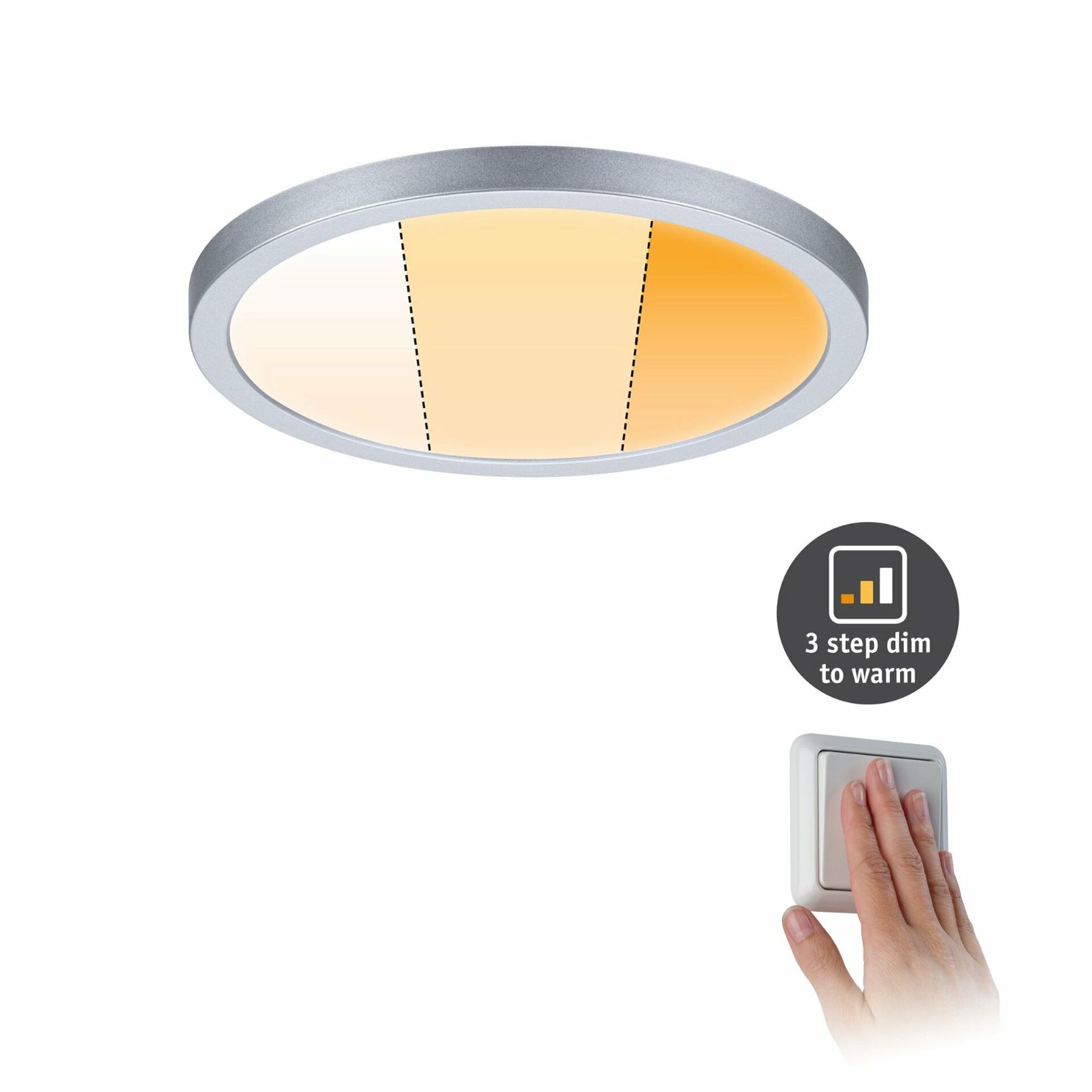 PAULMANN LED vestavné svítidlo Areo VariFit IP44 kruhové 175mm 13W matný chrom WarmDim 3-krokové-stmívatelné 929.91