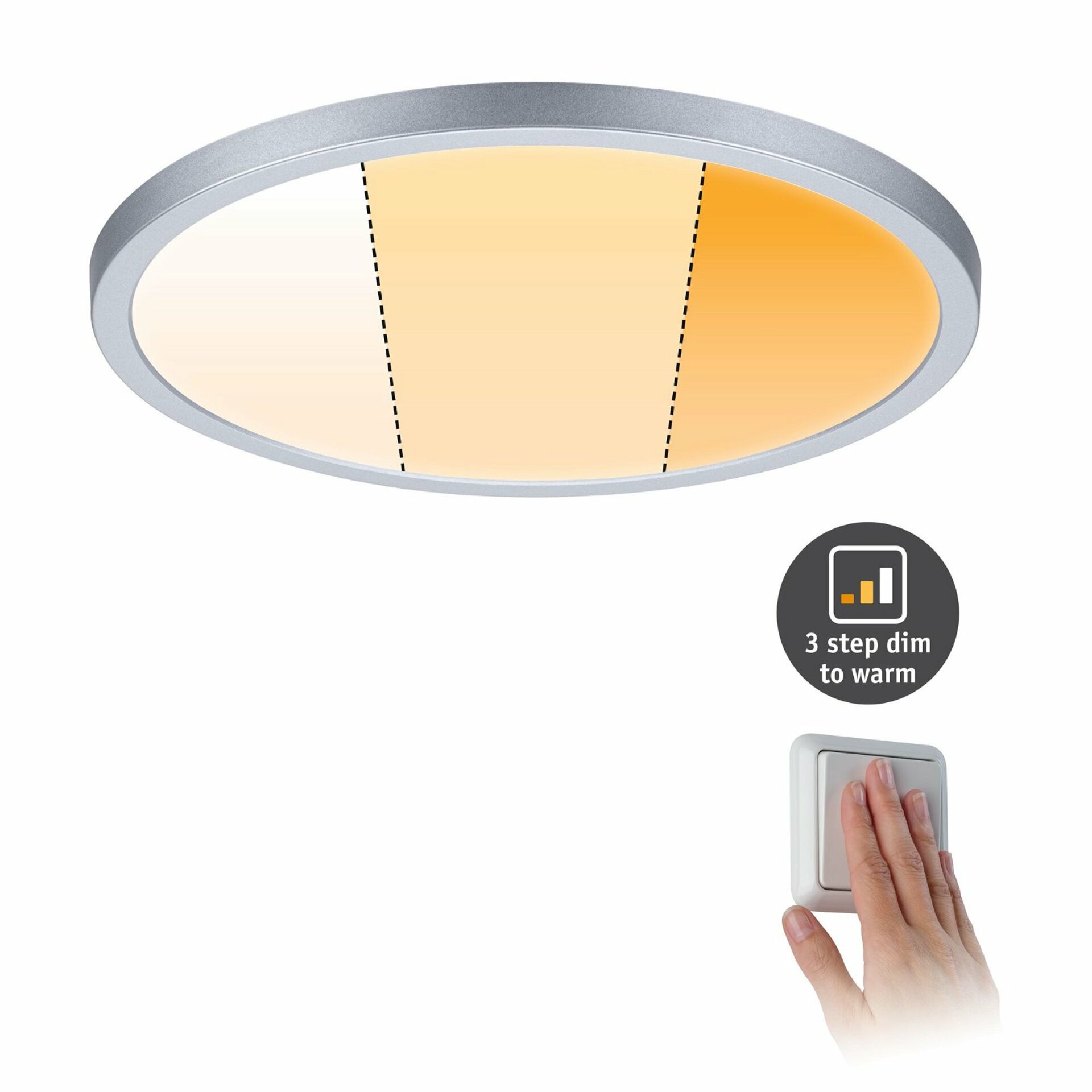 PAULMANN LED vestavné svítidlo Areo VariFit IP44 kruhové 230mm 16W matný chrom WarmDim 3-krokové-stmívatelné 929.92