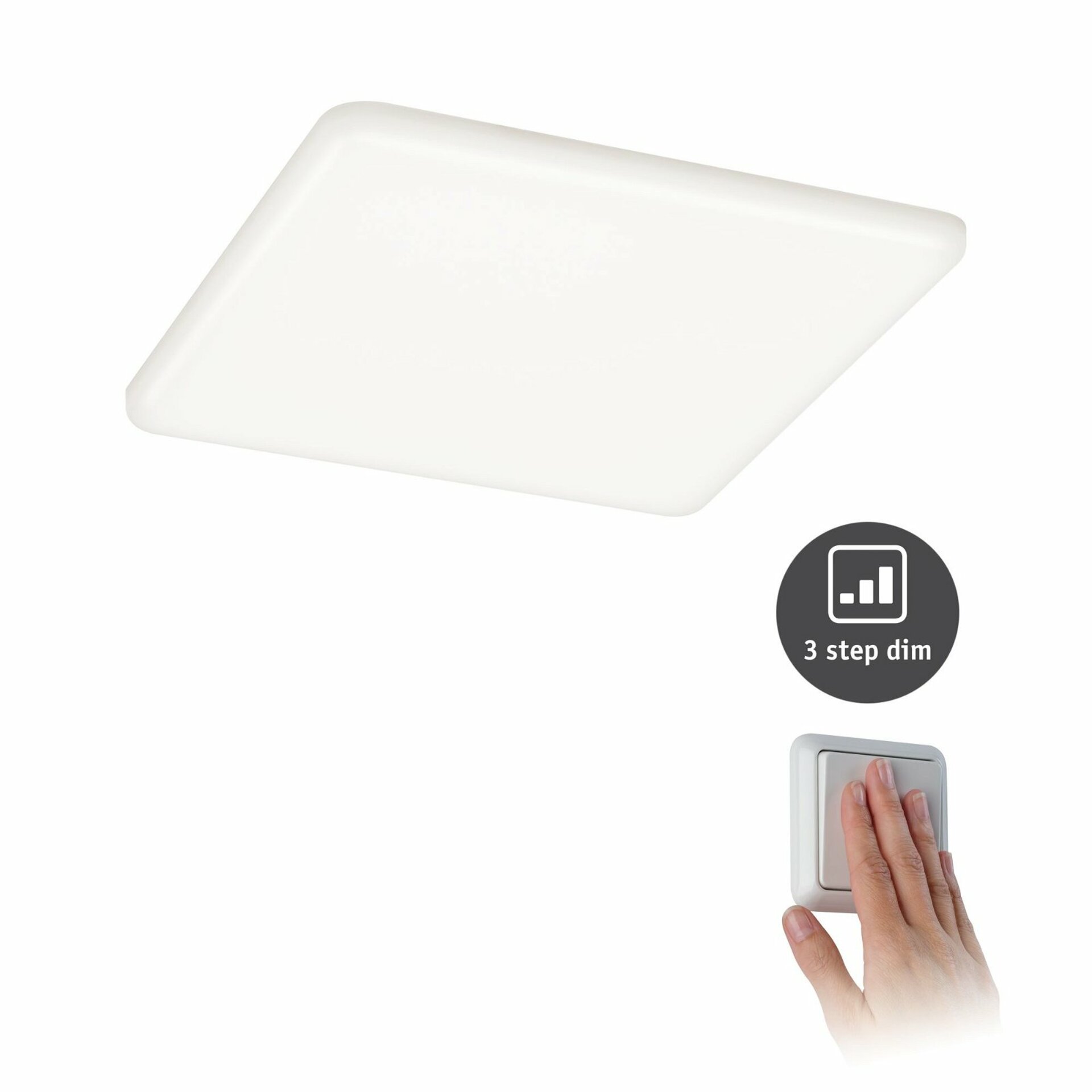 PAULMANN LED vestavné svítidlo Veluna VariFit IP44 3-krokové-stmívatelné hranaté 185x185mm 17,5W 4.000K satén 930.65