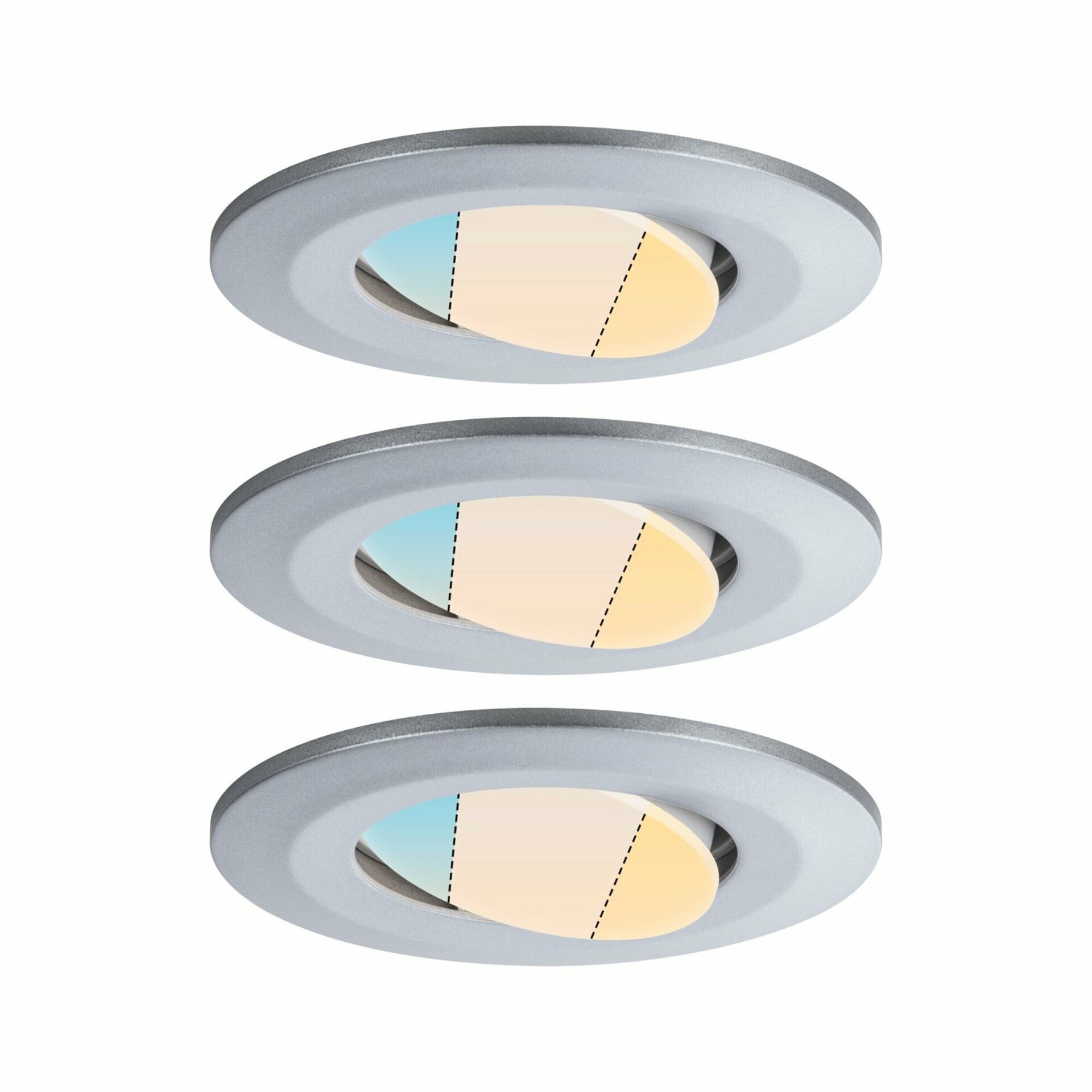 PAULMANN HomeSpa LED vestavné svítidlo Calla 3ks sada výklopné IP65 90mm 30° 3x5W 230V CCT matný chrom