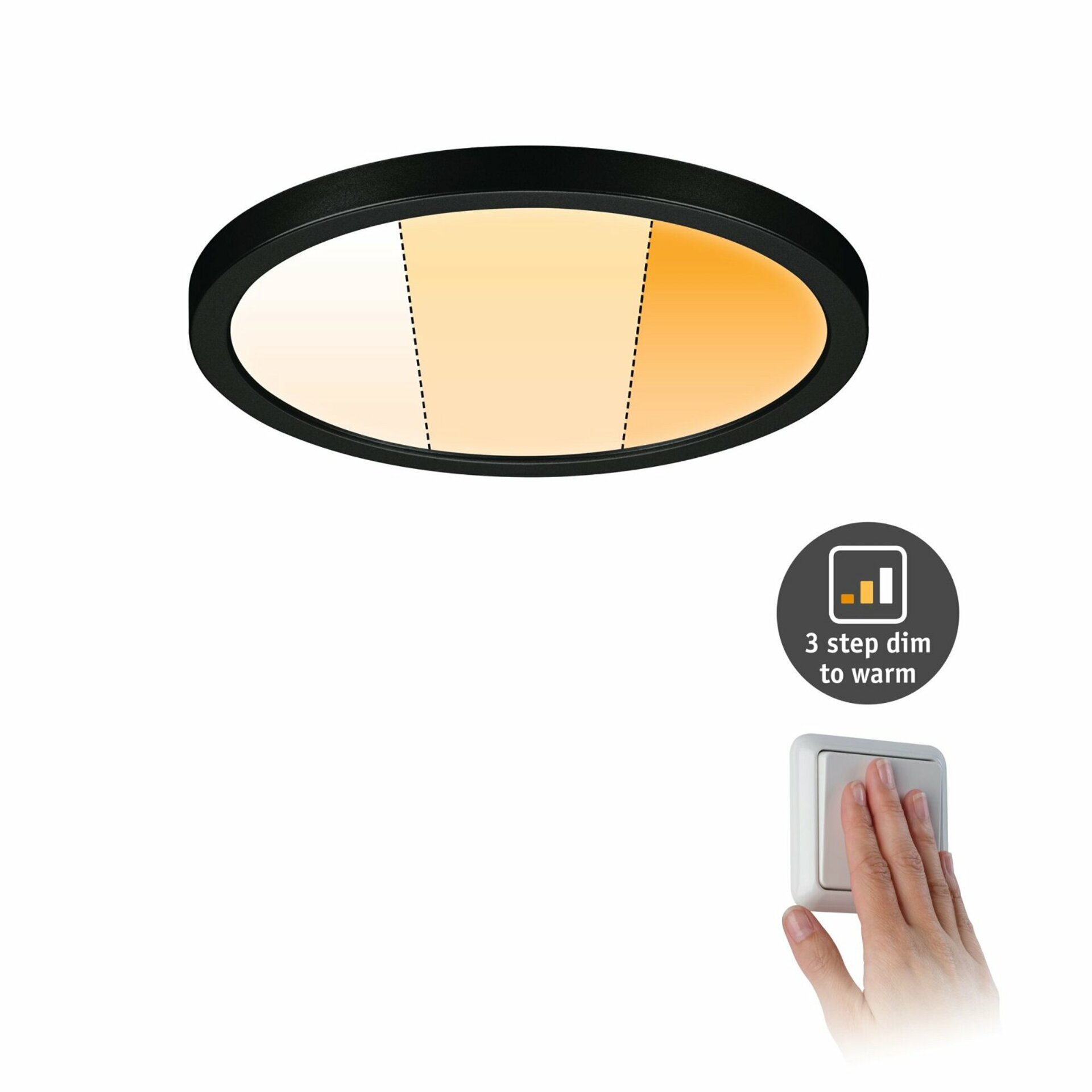 PAULMANN VariFit LED vestavné svítidlo Dim to Warm Areo IP44 kruhové 175mm 3 Step Dim to warm černá stmívatelné