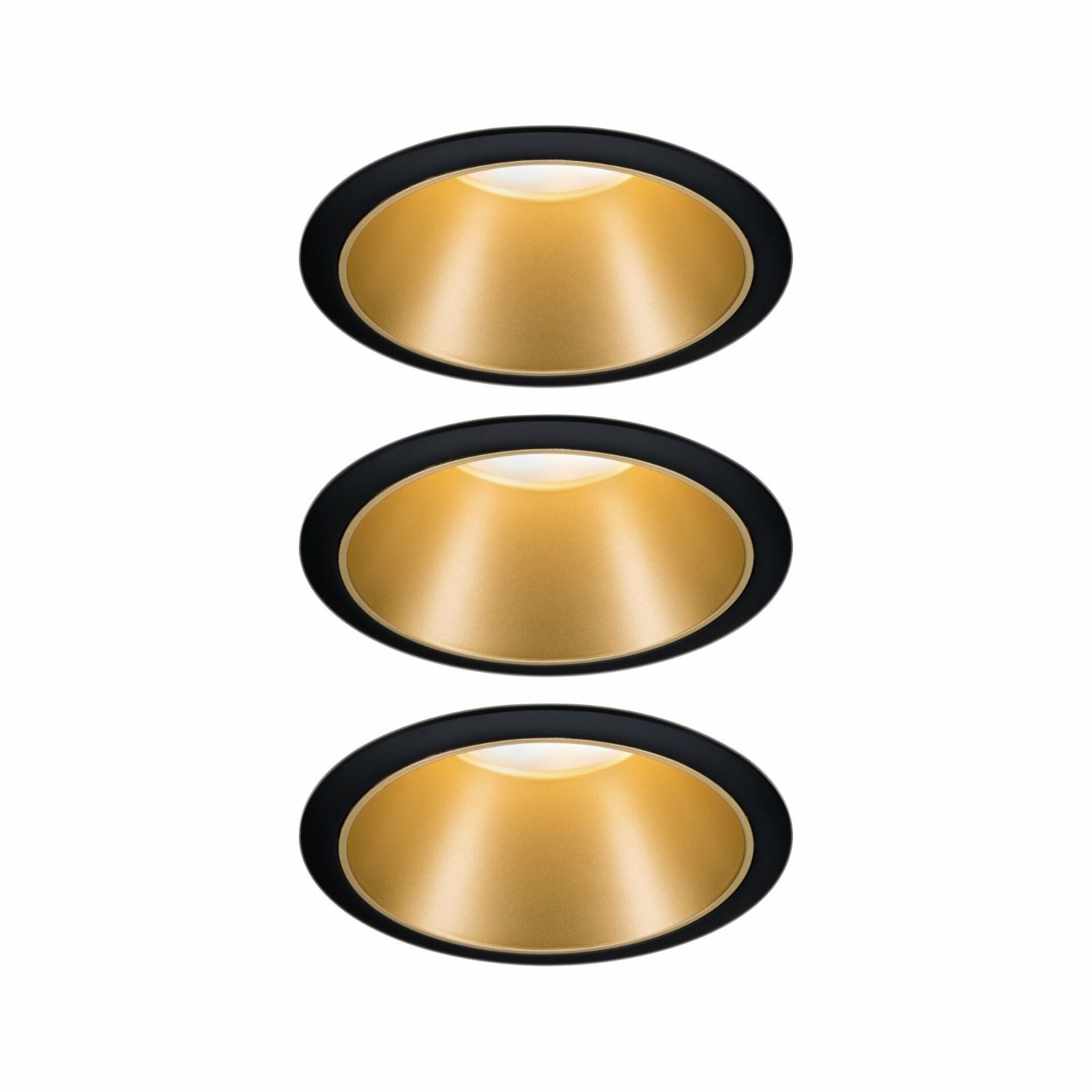 PAULMANN Vestavné svítidlo LED Cole 3x6,5W černá/zlatá mat 3-krokové-stmívatelné 2700K teplá bílá 934.04