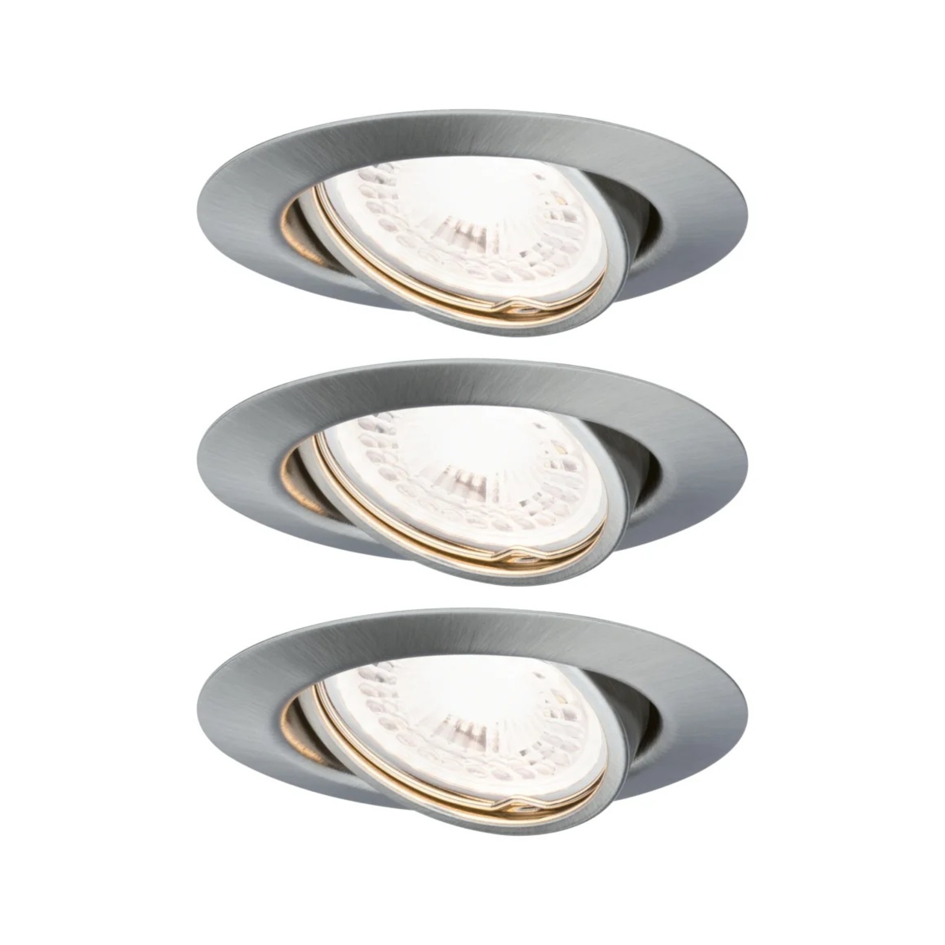 PAULMANN Vestavné svítidlo LED Base kruhové 3x5W GU10 kov kartáčovaný výklopné 3-krokové-stmívatelné 934.24 P 93424