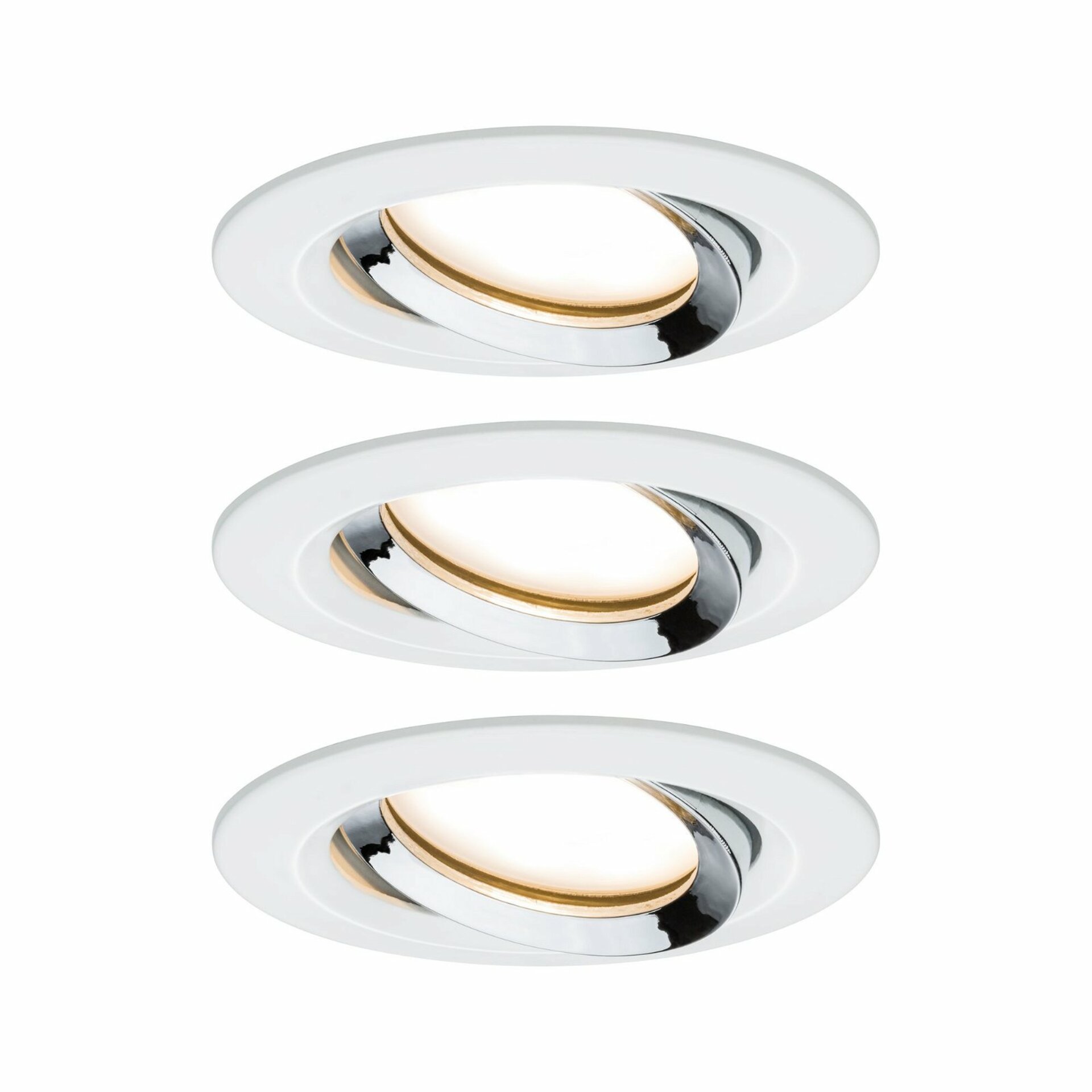 PAULMANN Vestavné svítidlo LED Nova Plus kruhové 3x6,8W bílá mat chrom výklopné stmívatelné 936.86 P 93686