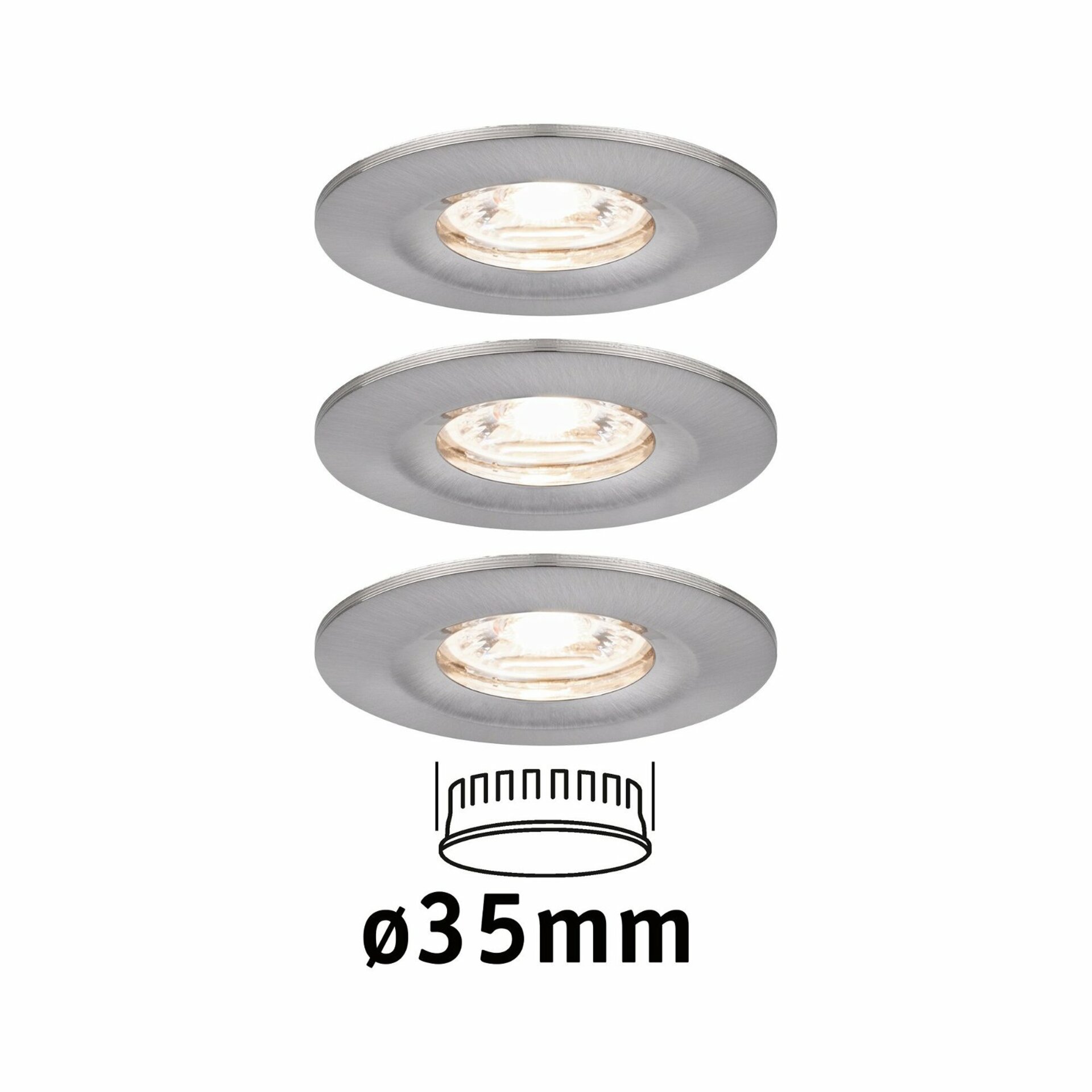 PAULMANN LED vestavné svítidlo Nova mini nevýklopné IP44 3x4W 2700K kov kartáčovaný 230V 943.01
