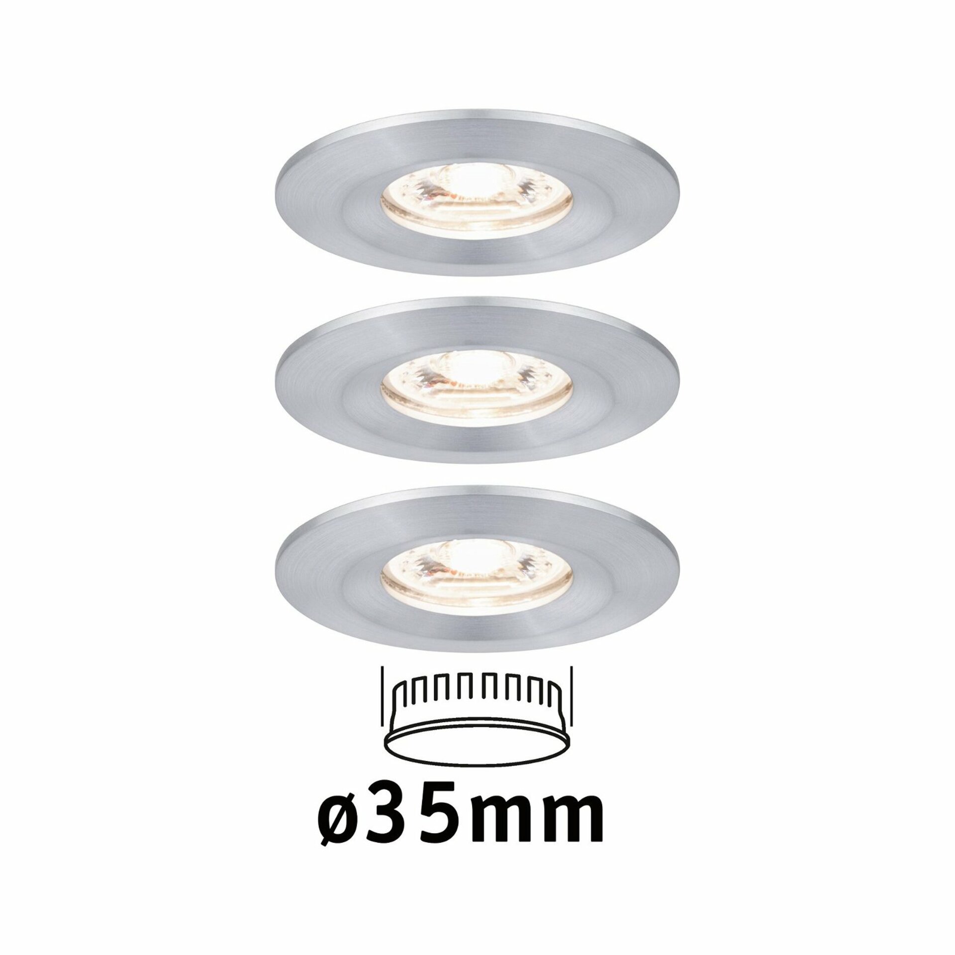 PAULMANN LED vestavné svítidlo Nova mini nevýklopné IP44 3x4W 2700K hliník broušený 230V 943.05