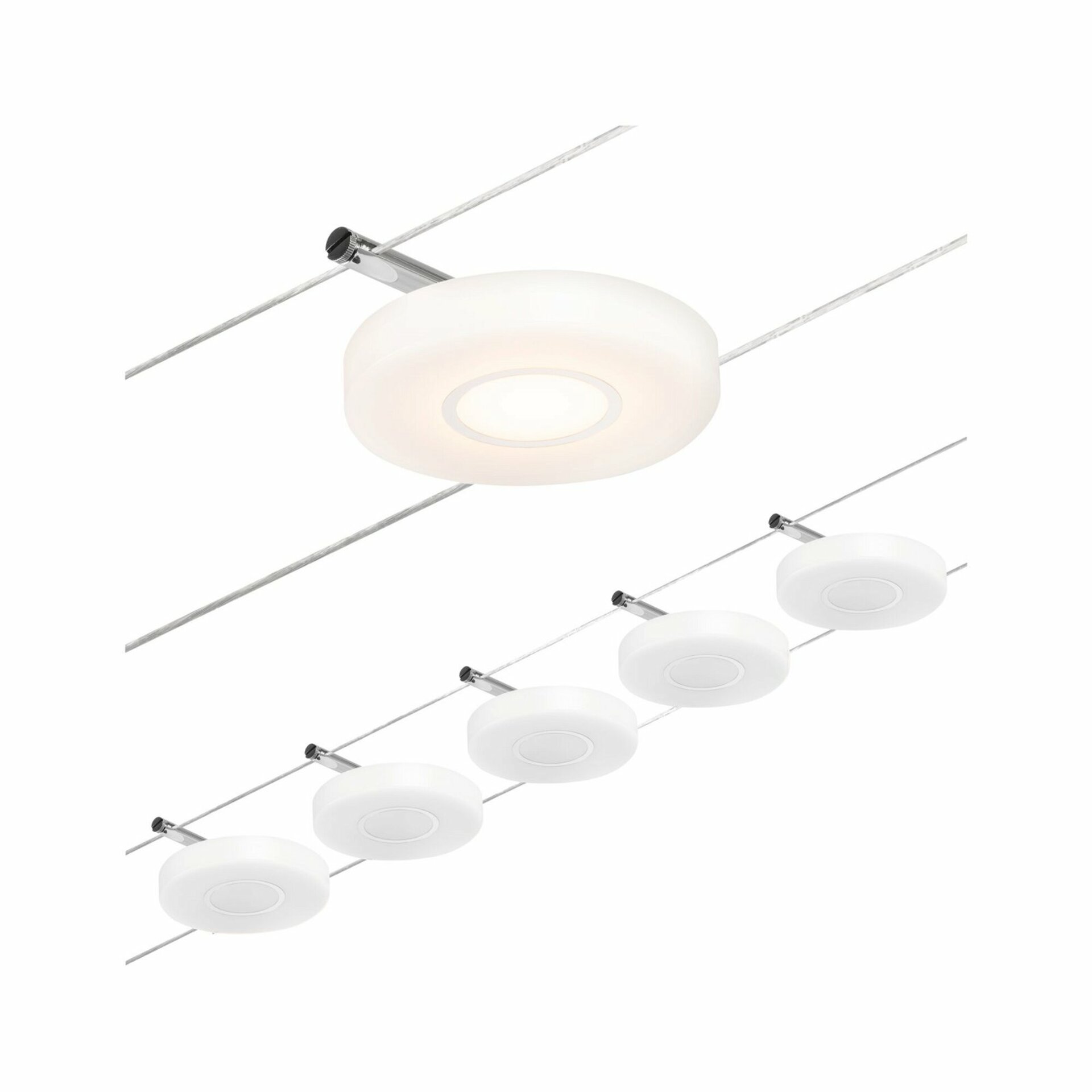 PAULMANN LED lankový systém DiscLED základní sada 5x4,5W 3000K 230/12V matný chrom/chrom