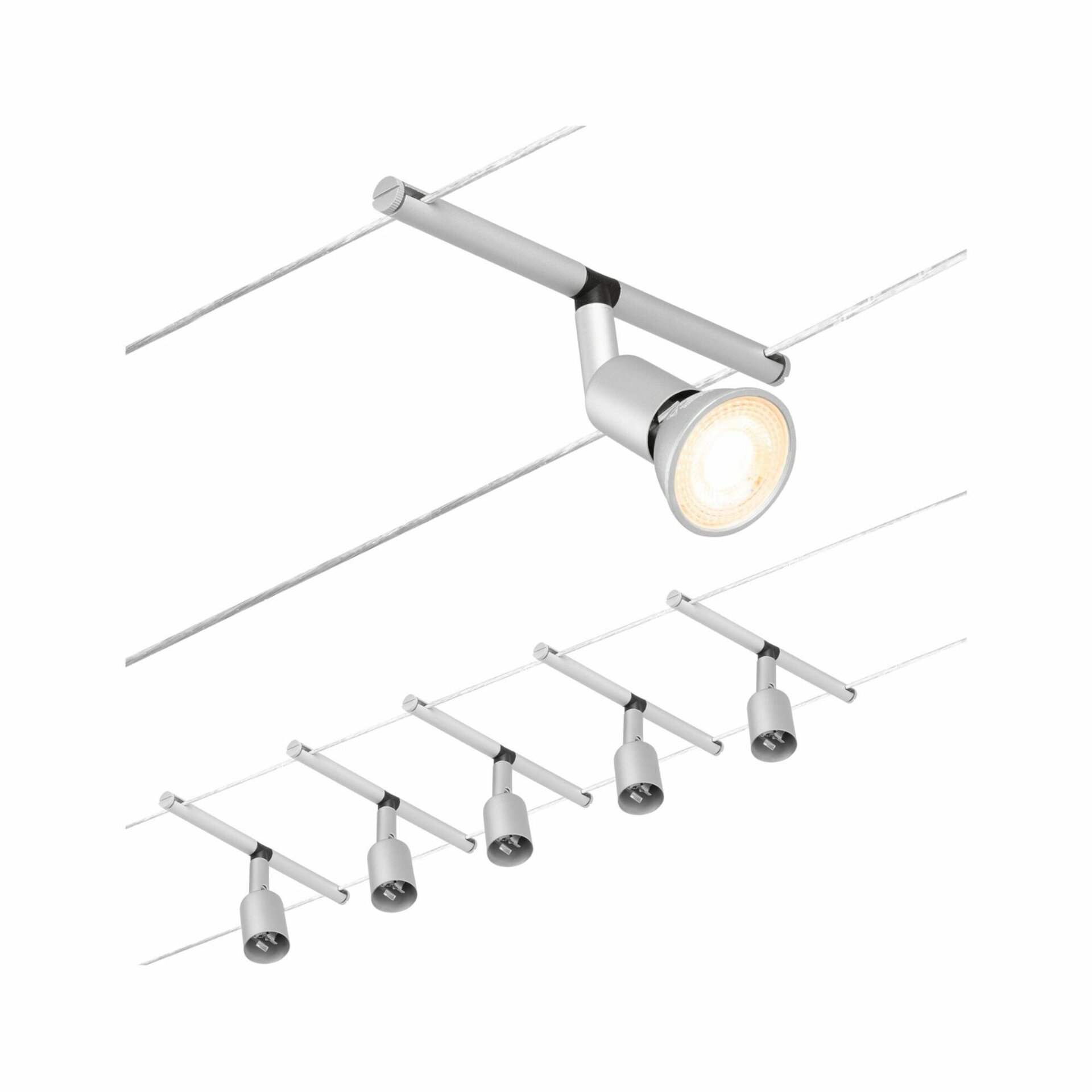 Levně PAULMANN Lankový systém Salt matný chrom 5 spotů bez zdroje světla max. 10W GU5,3 DC 60VA 944.42