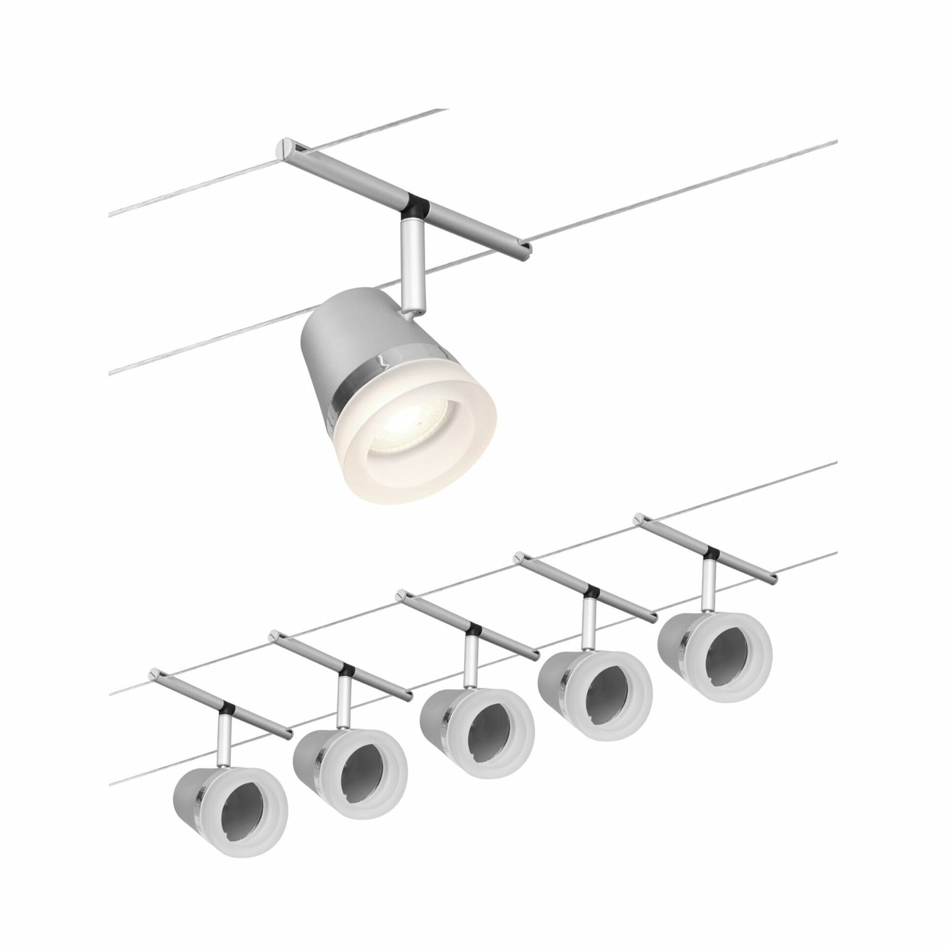 Levně PAULMANN Lankový systém Cone základní sada GU5,3 max. 5x10W 230/12V matný chrom/chrom