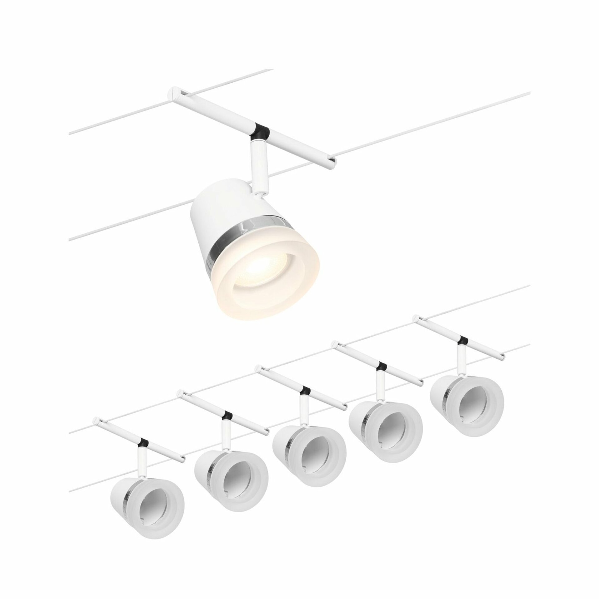 Levně PAULMANN Lankový systém Cone základní sada GU5,3 max. 5x10W 230/12V bílá mat/chrom